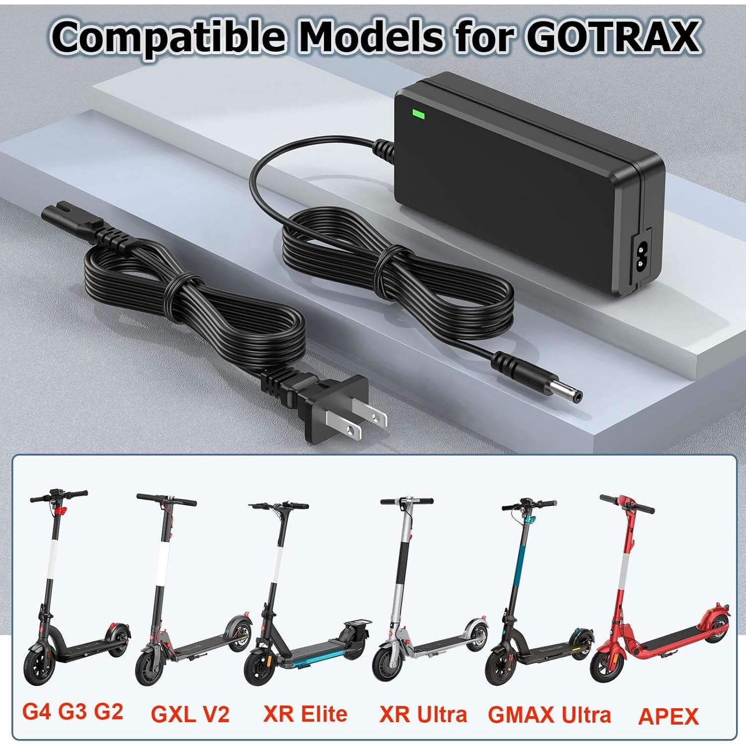 Cargador 42V GOTRAX GXL V2 G2 G3 G4 1.7A Batería 36V