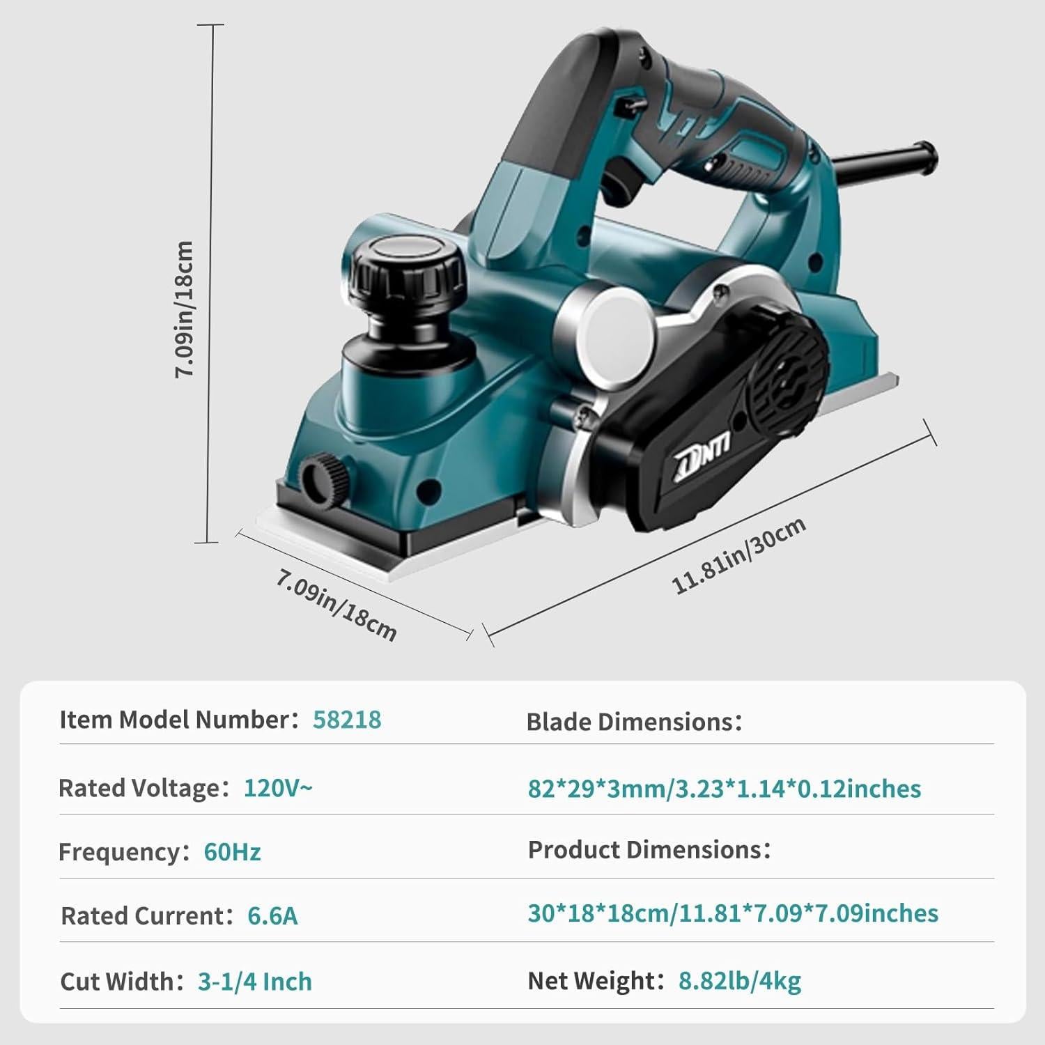 Planificador Eléctrico DNTI 6.6A 17000RPM 82mm Ancho Corte