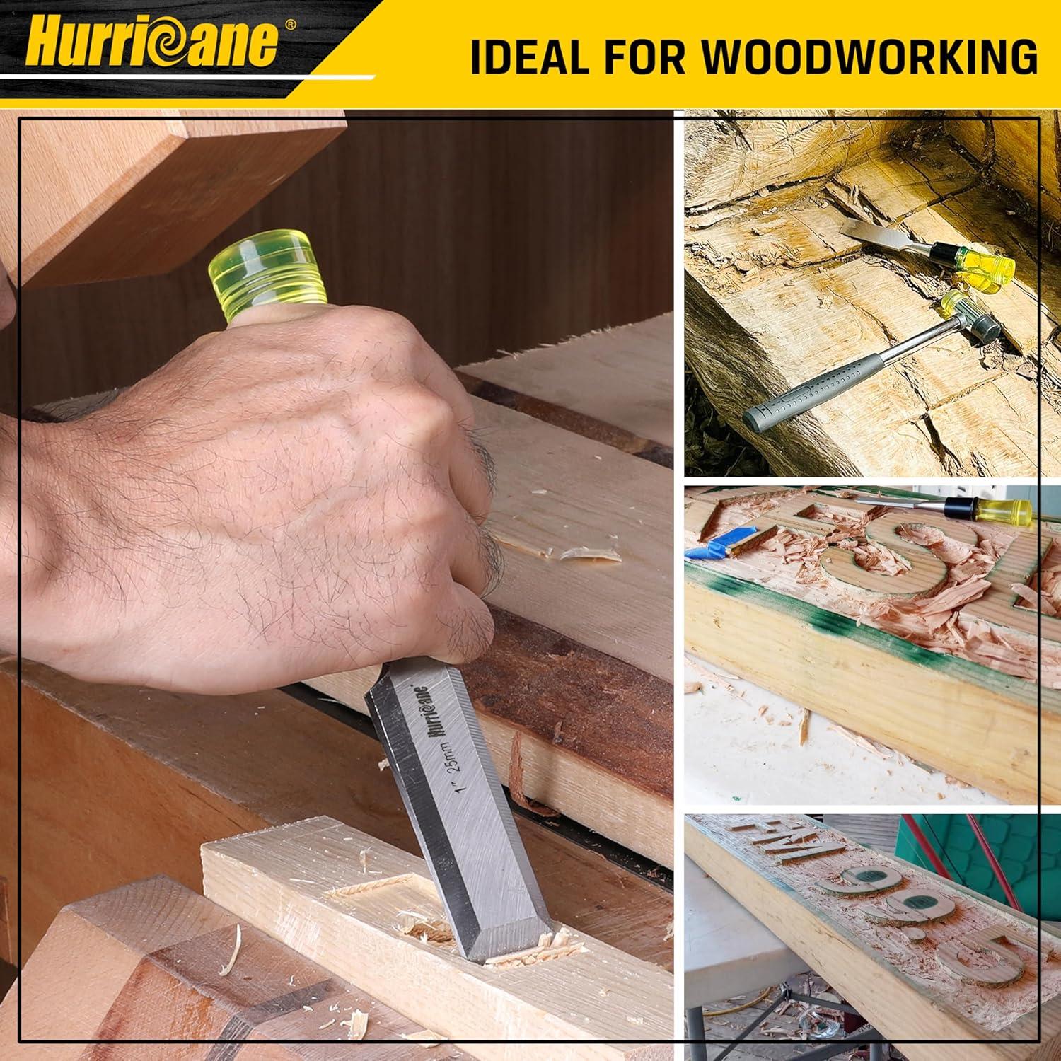 Cinceles de Madera HURRICANE 4 Piezas Acero CR-V Ergonómico