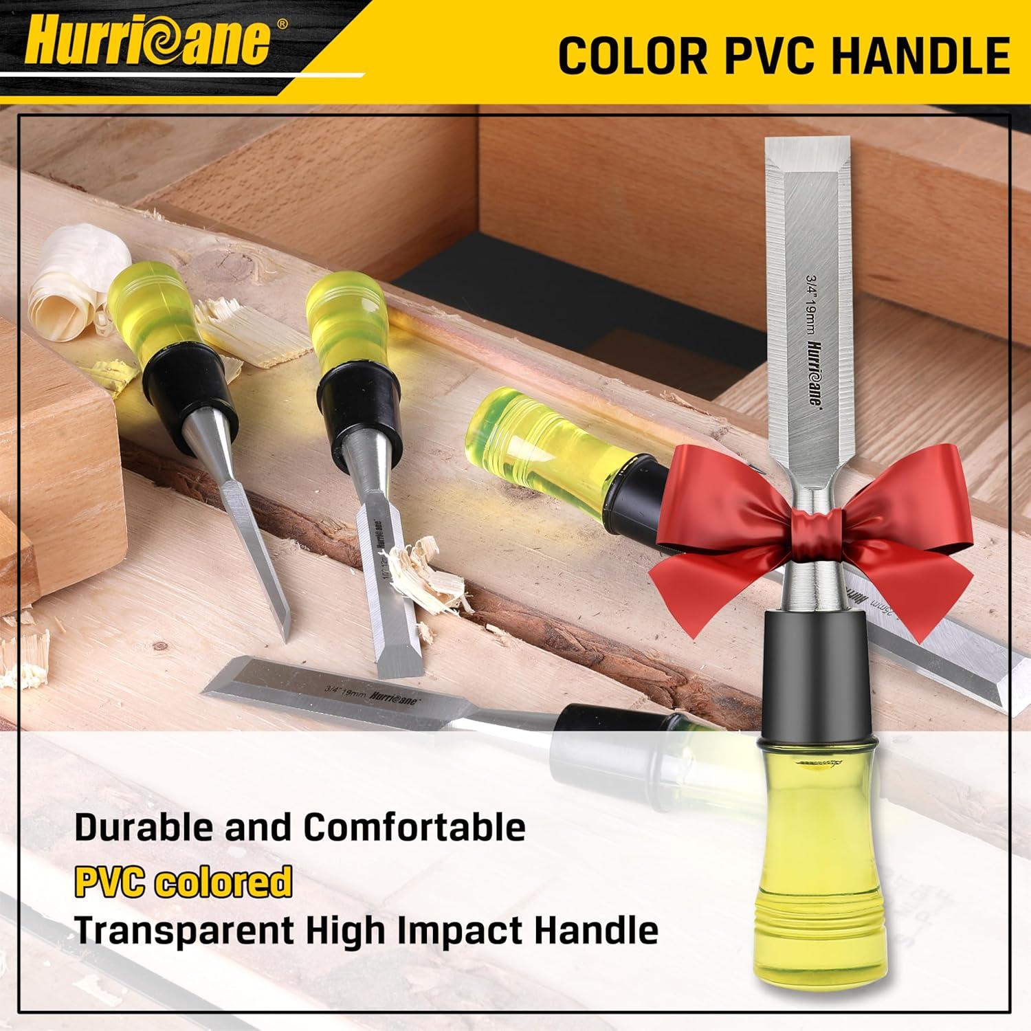 Cinceles de Madera HURRICANE 4 Piezas Acero CR-V Ergonómico