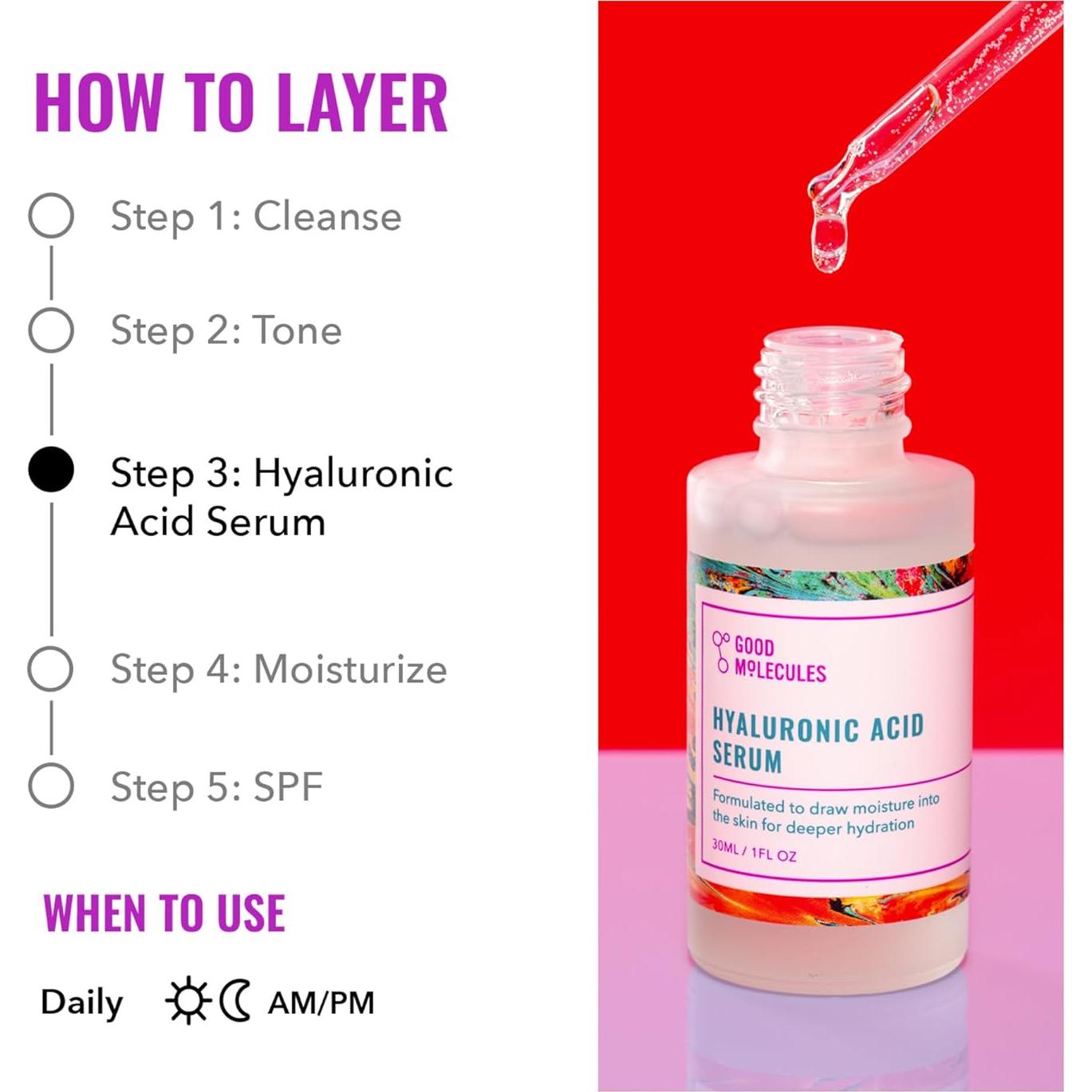 Suero Hidratante Facial Good Molecules 30 ml Ácido Hialurónico