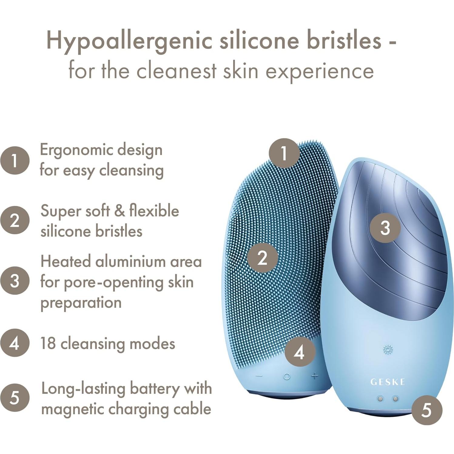 Cepillo Facial Térmico GESKE 6 en 1 Limpieza y Masaje