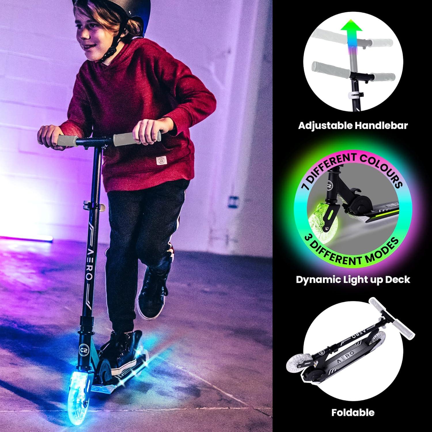 Scooter Aero C2 para niños 5-9 años con luces LED
