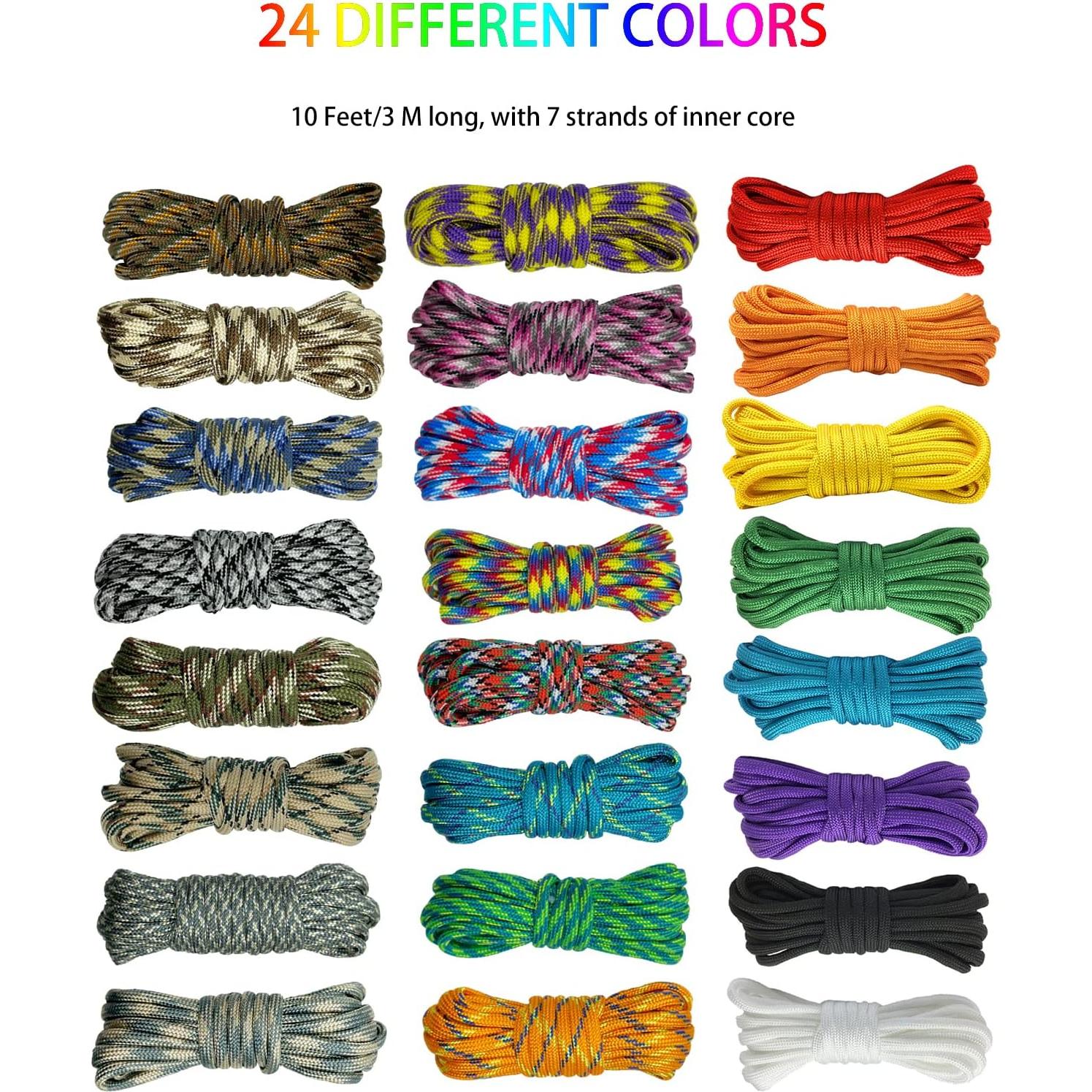 Kit de Cuerdas Paracord 550lb Mesench 24 Colores 3m