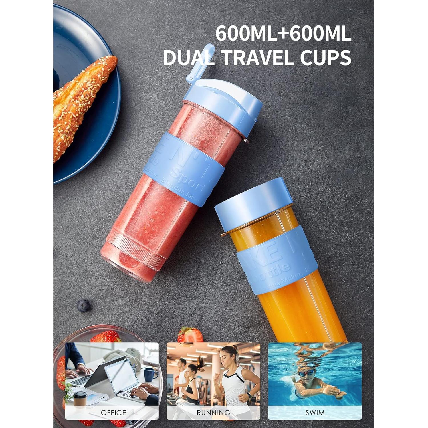 Batidora Personal Yabano 500W con 2 Botellas 600ml y Tarro