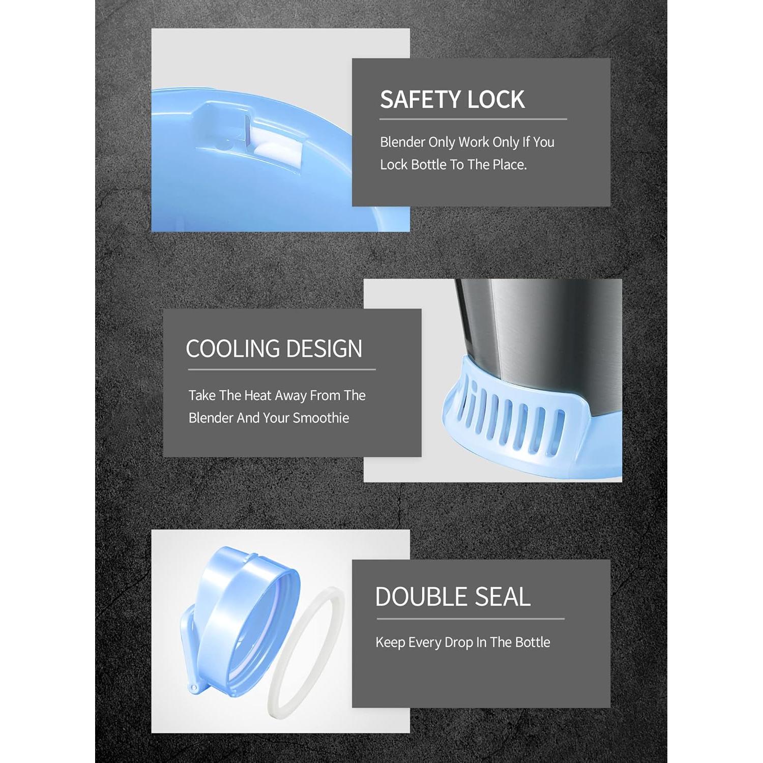 Batidora Personal Yabano 500W con 2 Botellas 600ml y Tarro