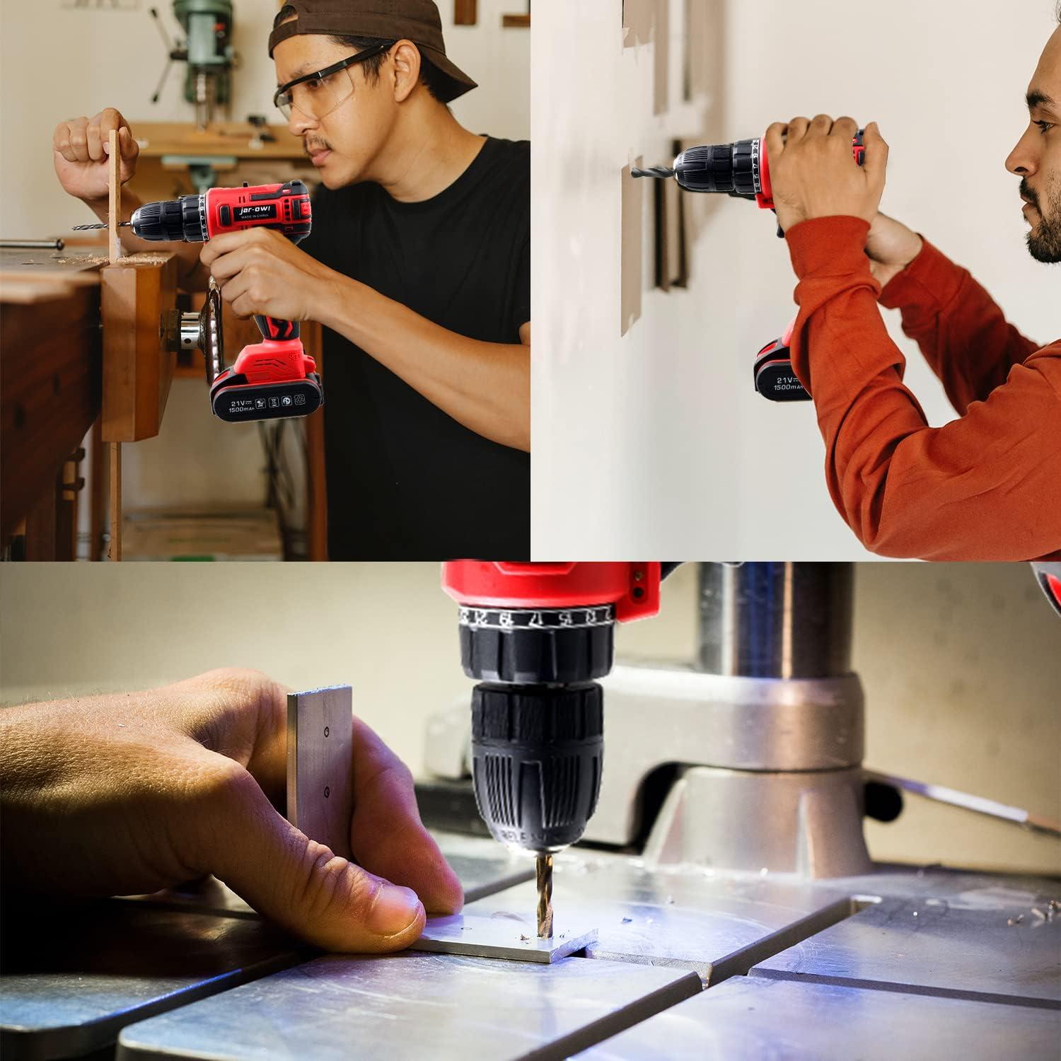 Taladro Inalámbrico 21V jar-owl con Batería 1.5Ah y Accesorios