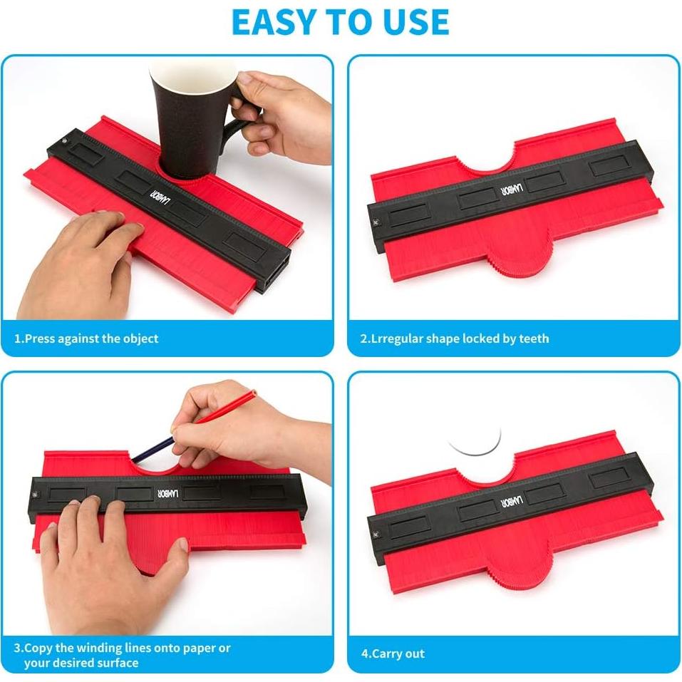 Calibrador de Contorno 25 cm Lambor Studios Rojo ABS