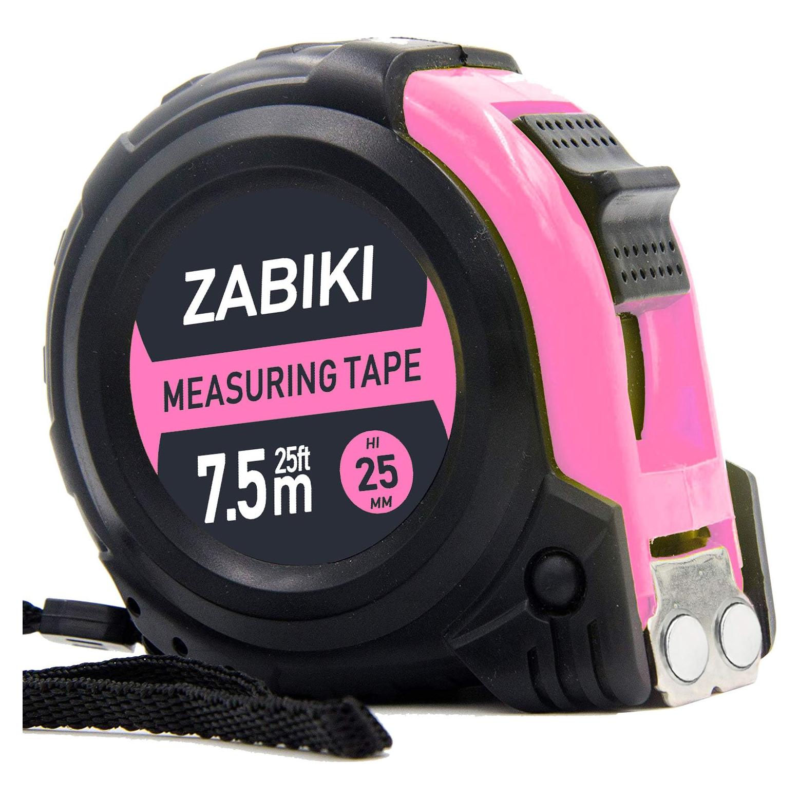 Cinta Métrica 7.6 m Zabiki Rosa Doble Cara Métrica y Pulgadas