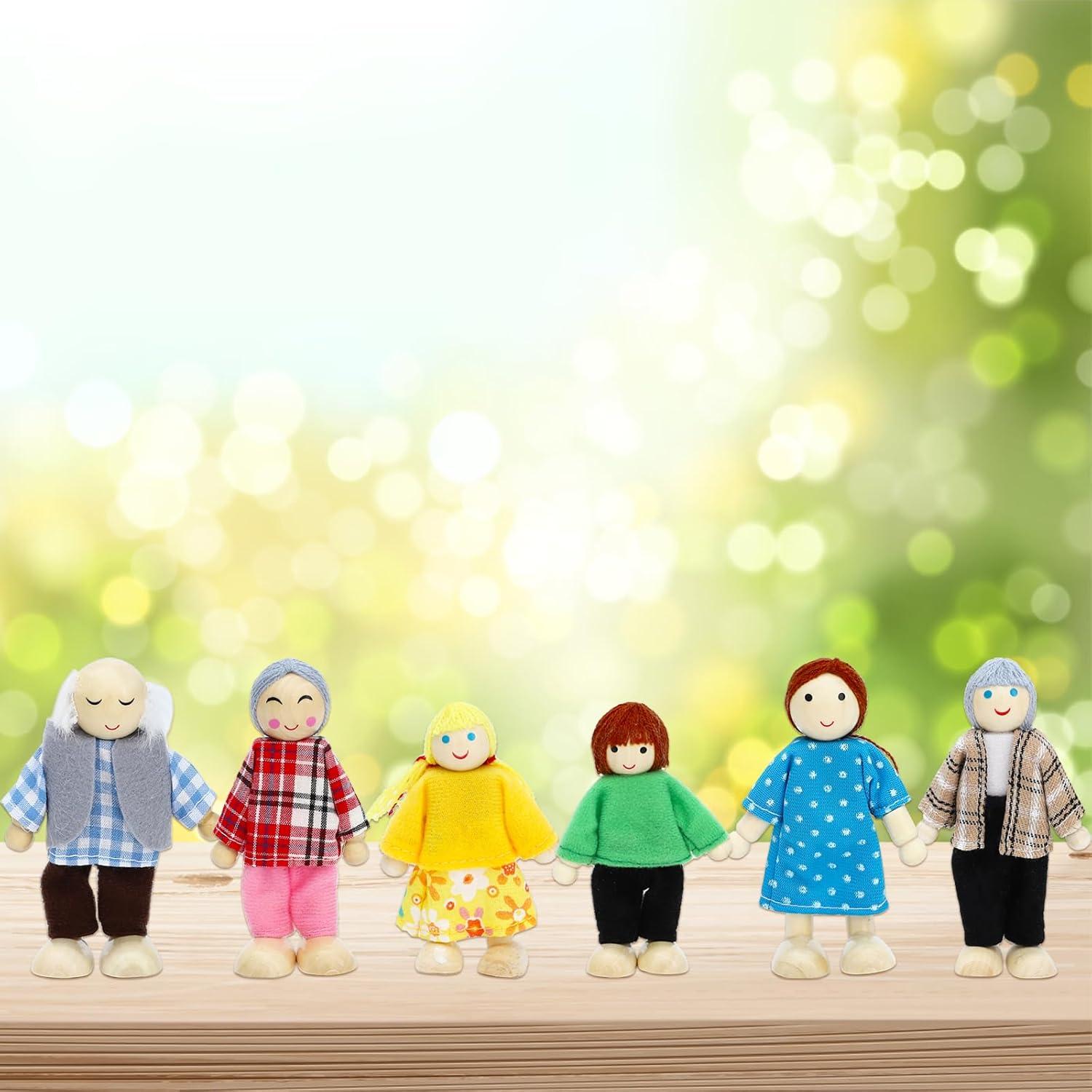 Juego de 20 Piezas Muñecas de Madera ONEST Con Mascotas