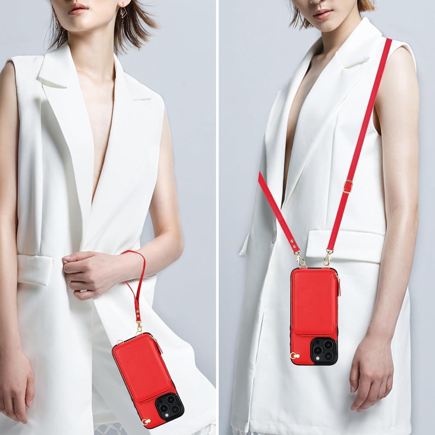 Bocasal Cartera Cruzada para iPhone 16 Pro Max, Rojo