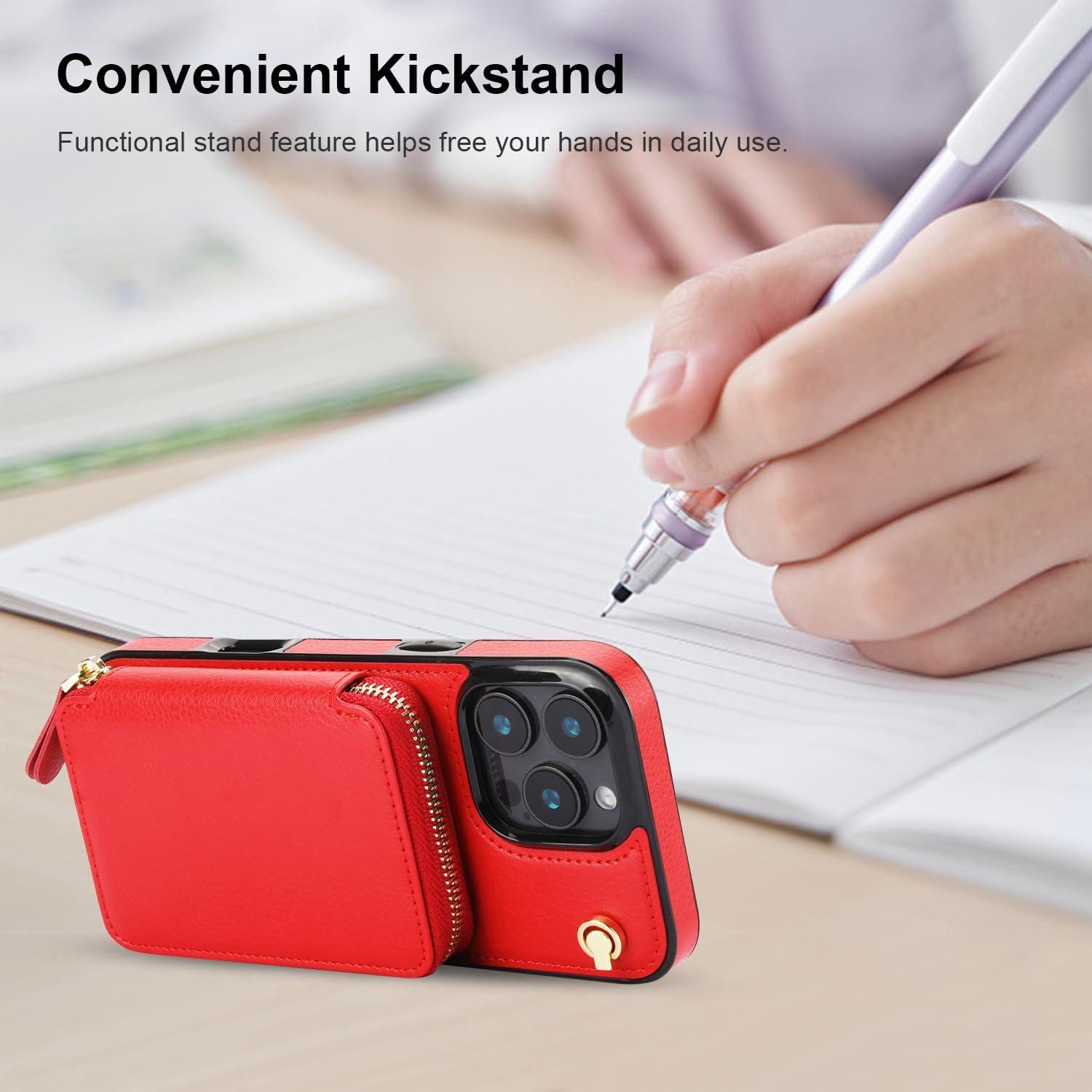 Bocasal Cartera Cruzada para iPhone 16 Pro Max, Rojo