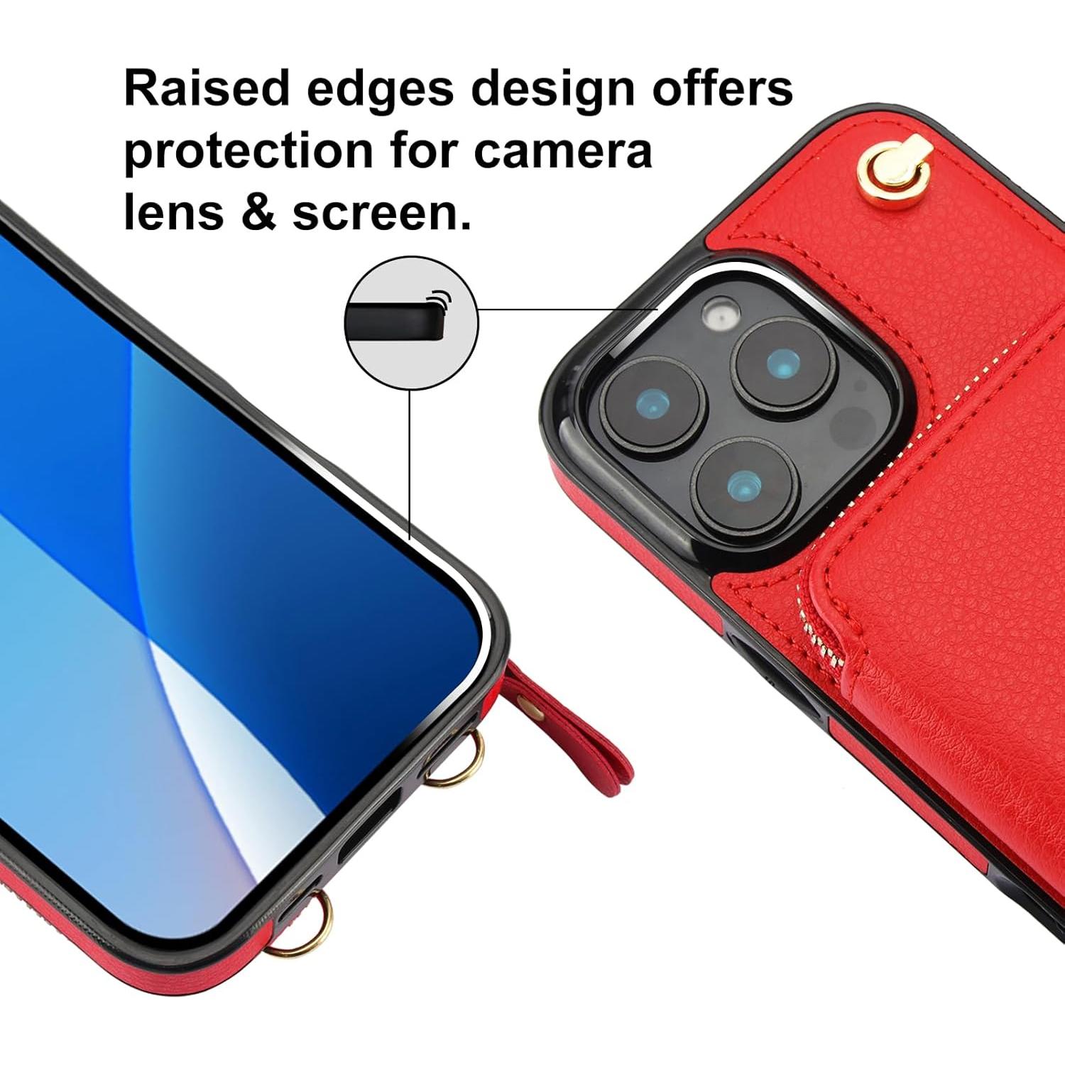 Bocasal Cartera Cruzada para iPhone 16 Pro Max, Rojo