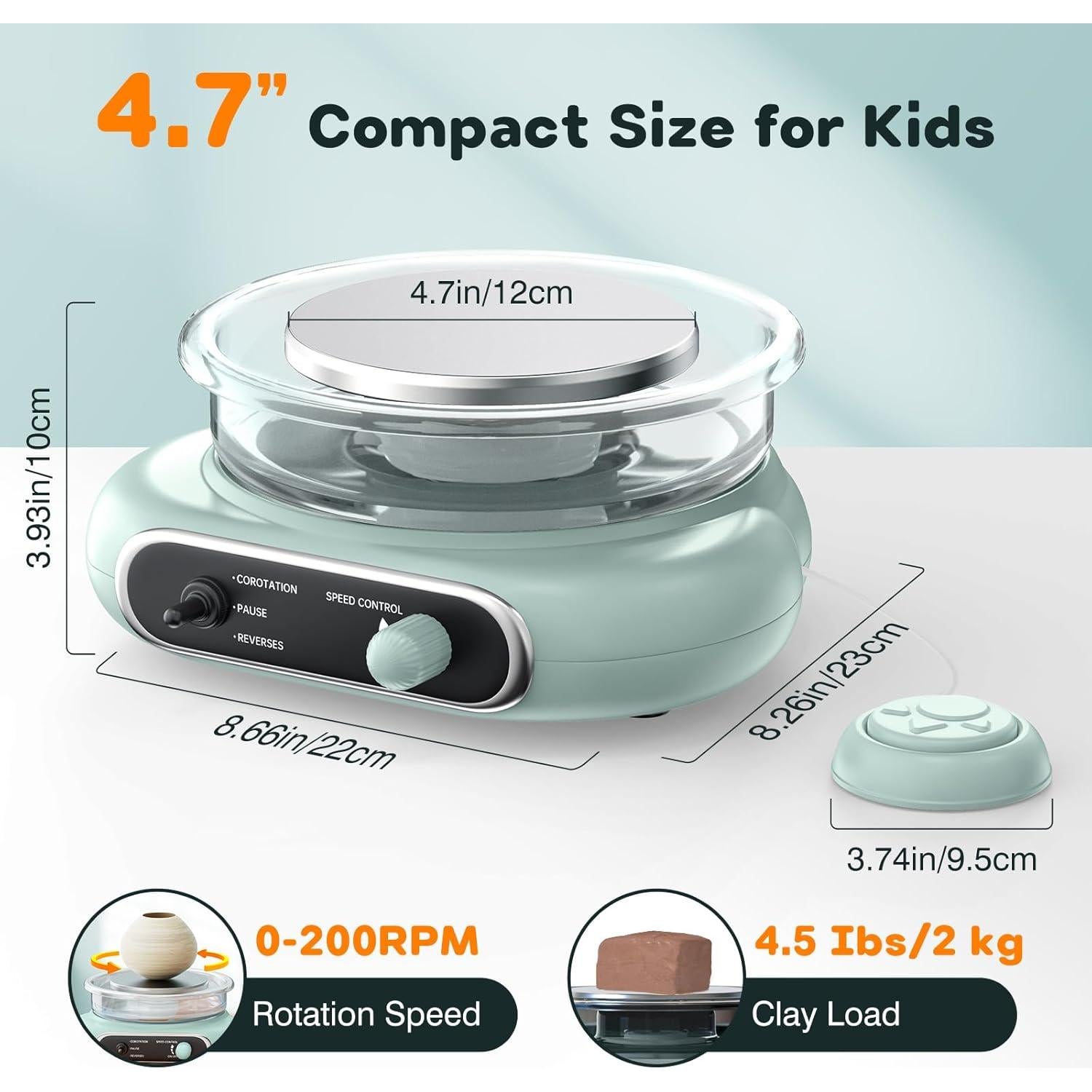 Kit de Rueda de Alfarería Alldeer - Torno Eléctrico 11.94 cm