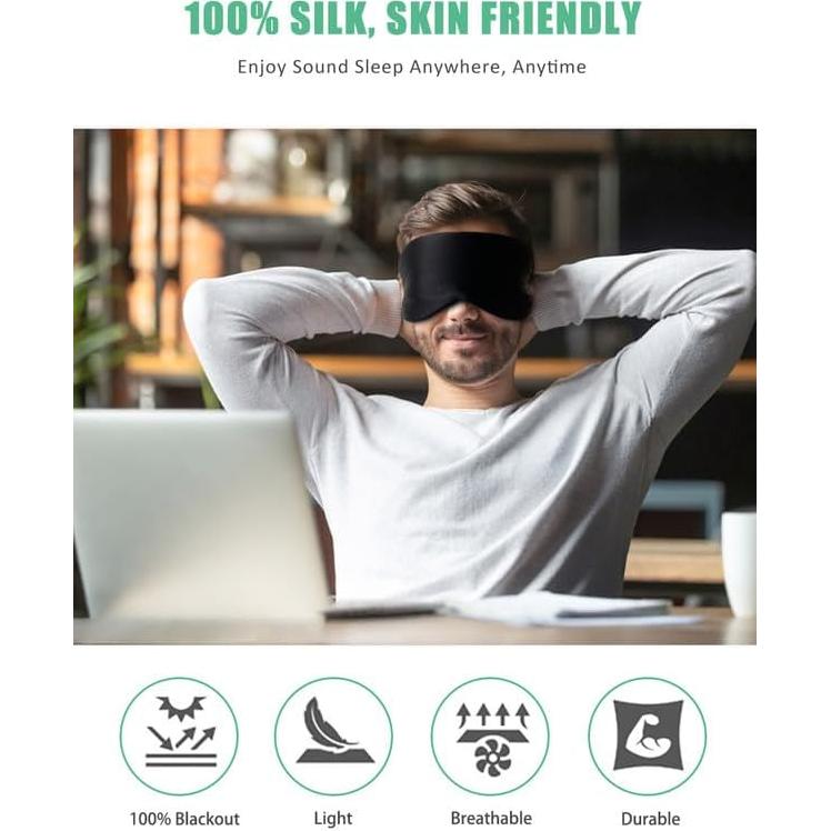 Máscara de Sueño BeeVines 100% Seda Natural 2 Unidades