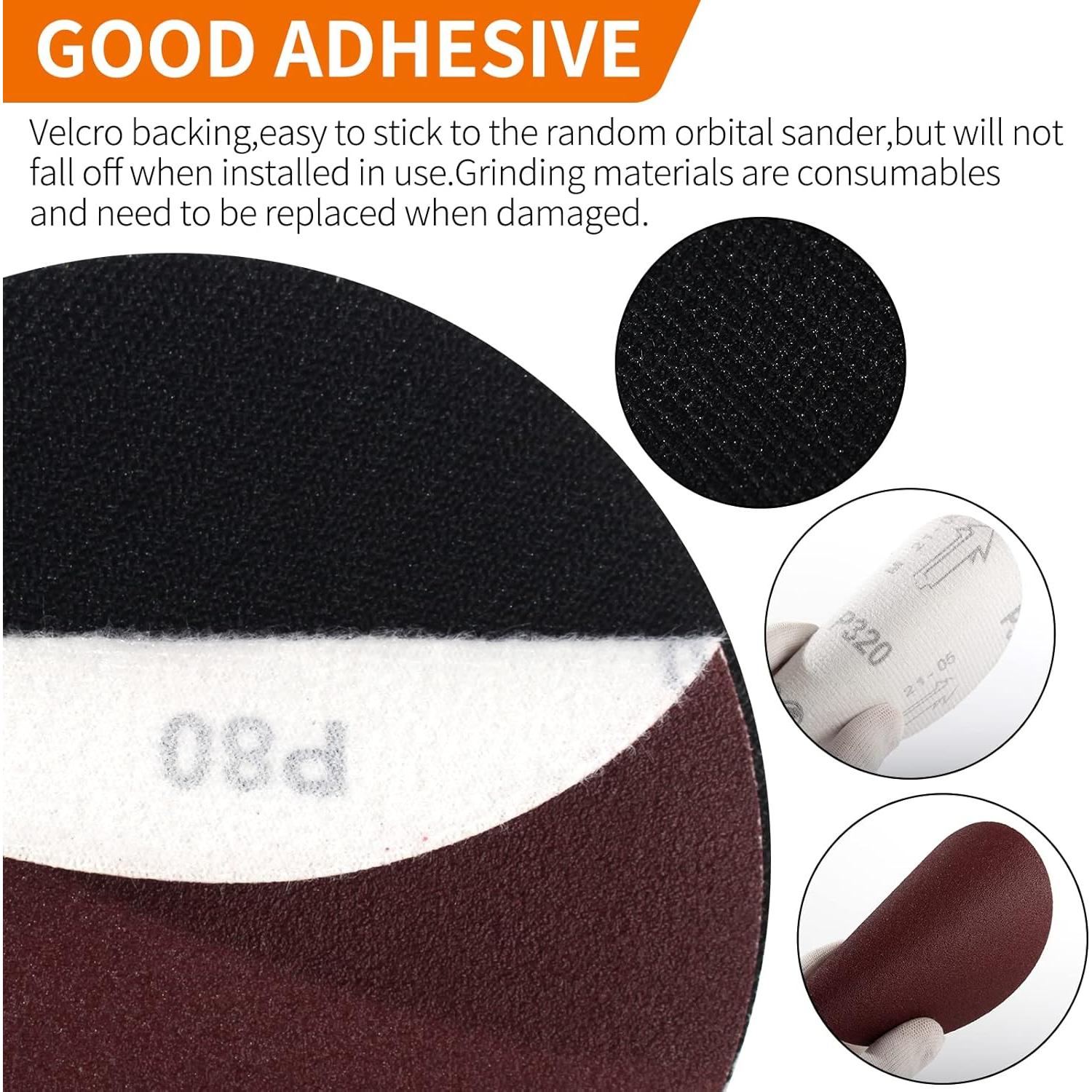 Pad de Respaldo Pomsare 5" con 50 Discos de Lijado 80-600