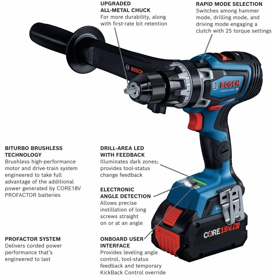Taladro Percusión Bosch GSB18V-1330C 18V con Batería 8 Ah