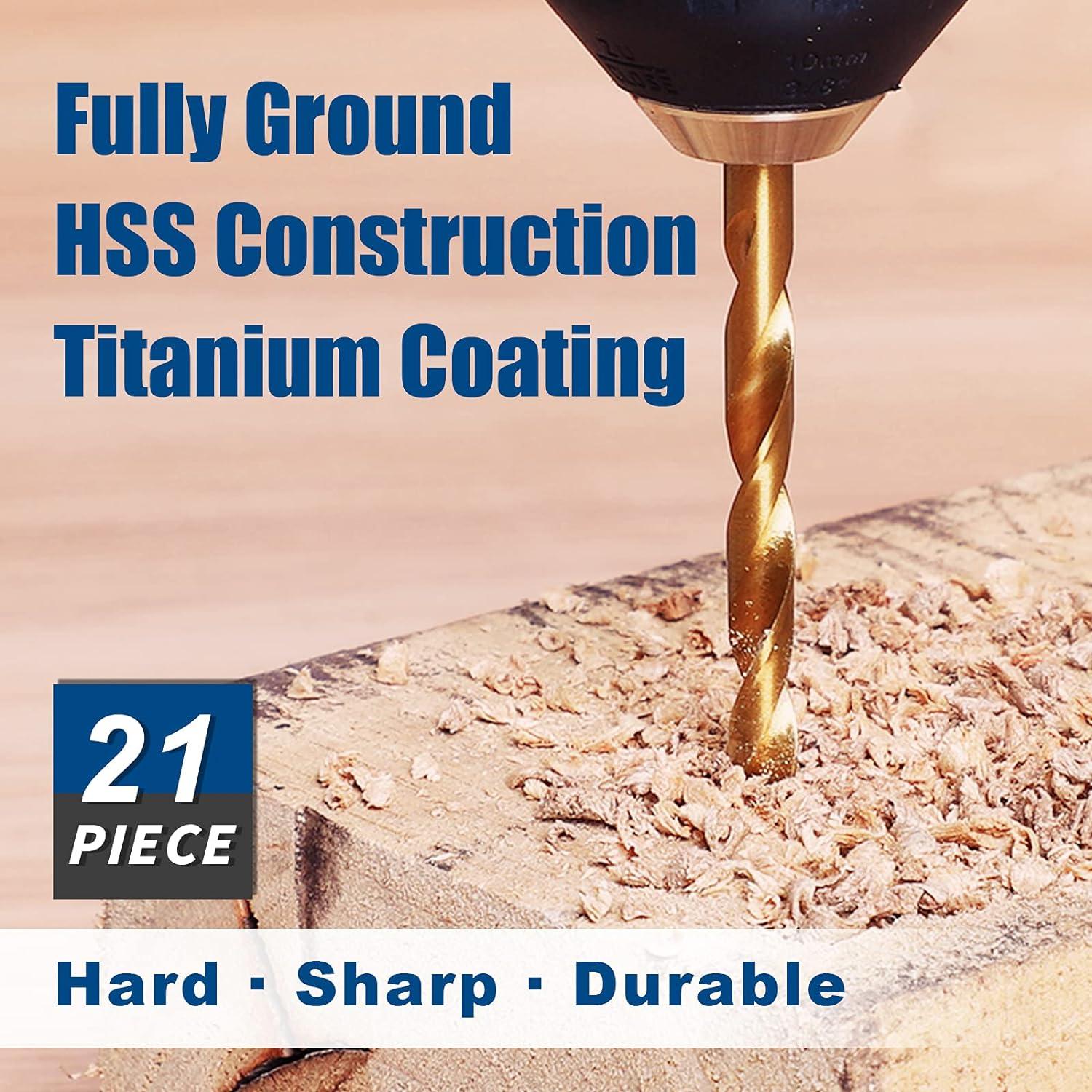 Juego de Brocas de Percusión COMOWARE 21 Pcs HSS Titanio