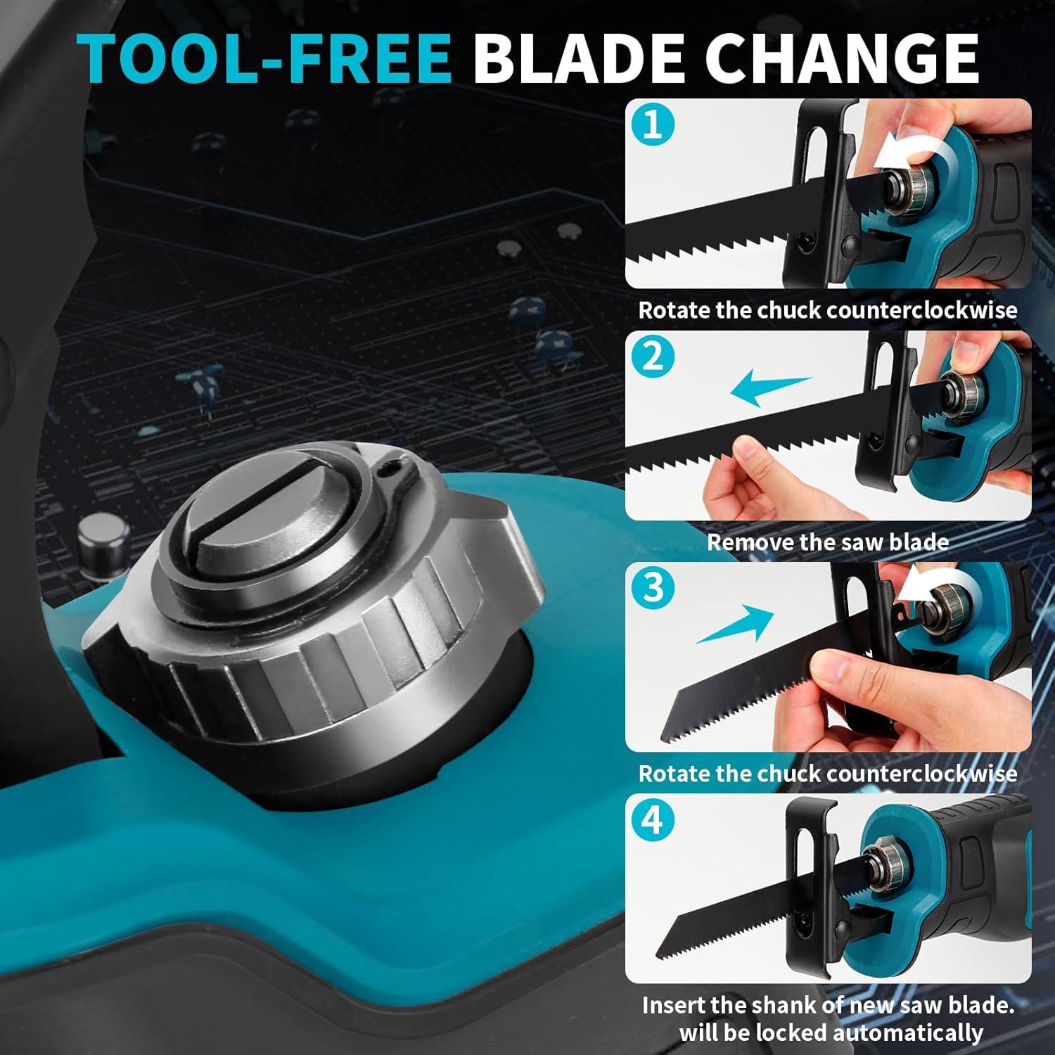 Sierra Recíproca Sin Escobillas RYOJEGK 21V 2x6.0Ah 3500 SPM