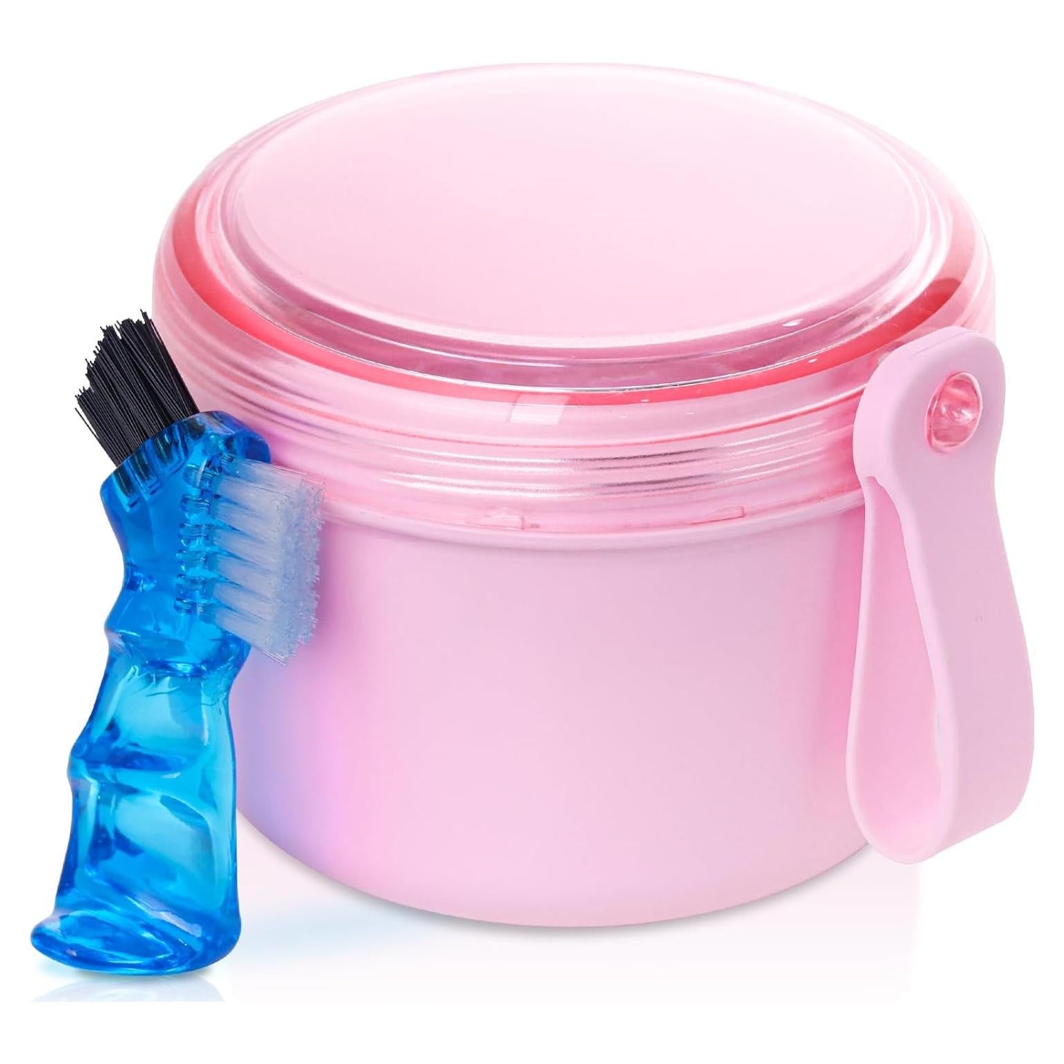 Estuche para Dentaduras Heigoeost Rosa a Prueba de Fugas