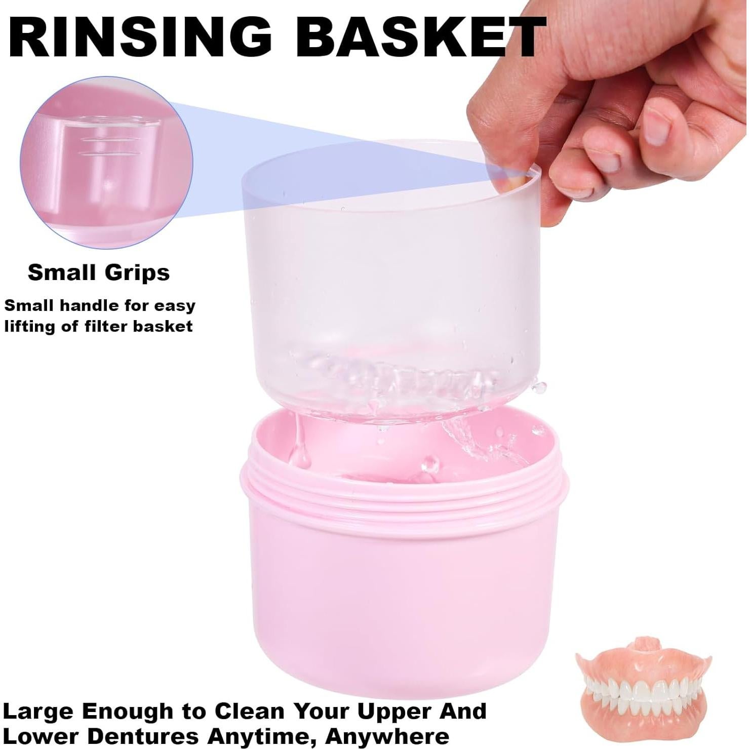 Estuche para Dentaduras Heigoeost Rosa a Prueba de Fugas