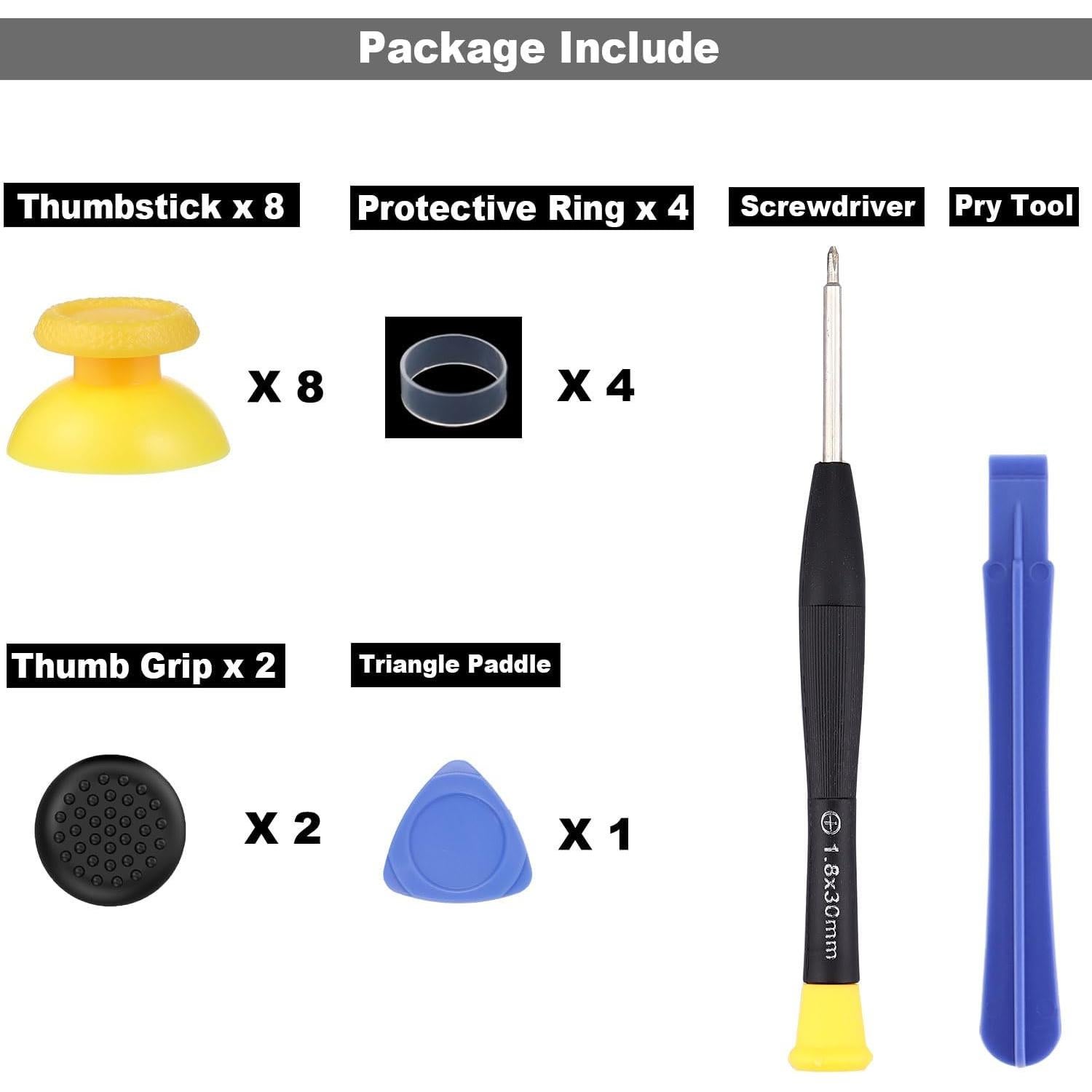 Paquete de 8 Joysticks Amarillos Ikpek para PS5 - Reemplazo