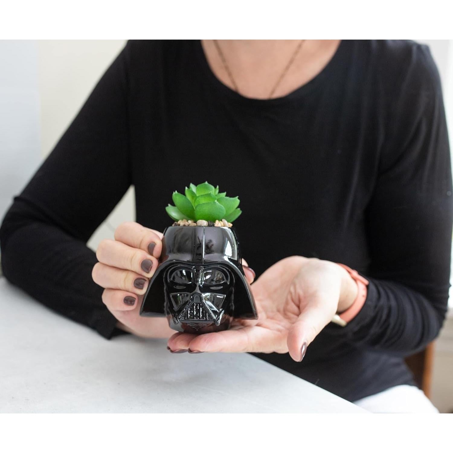 Maceta Mini Darth Vader Cerámica 7.6 cm con Suculenta