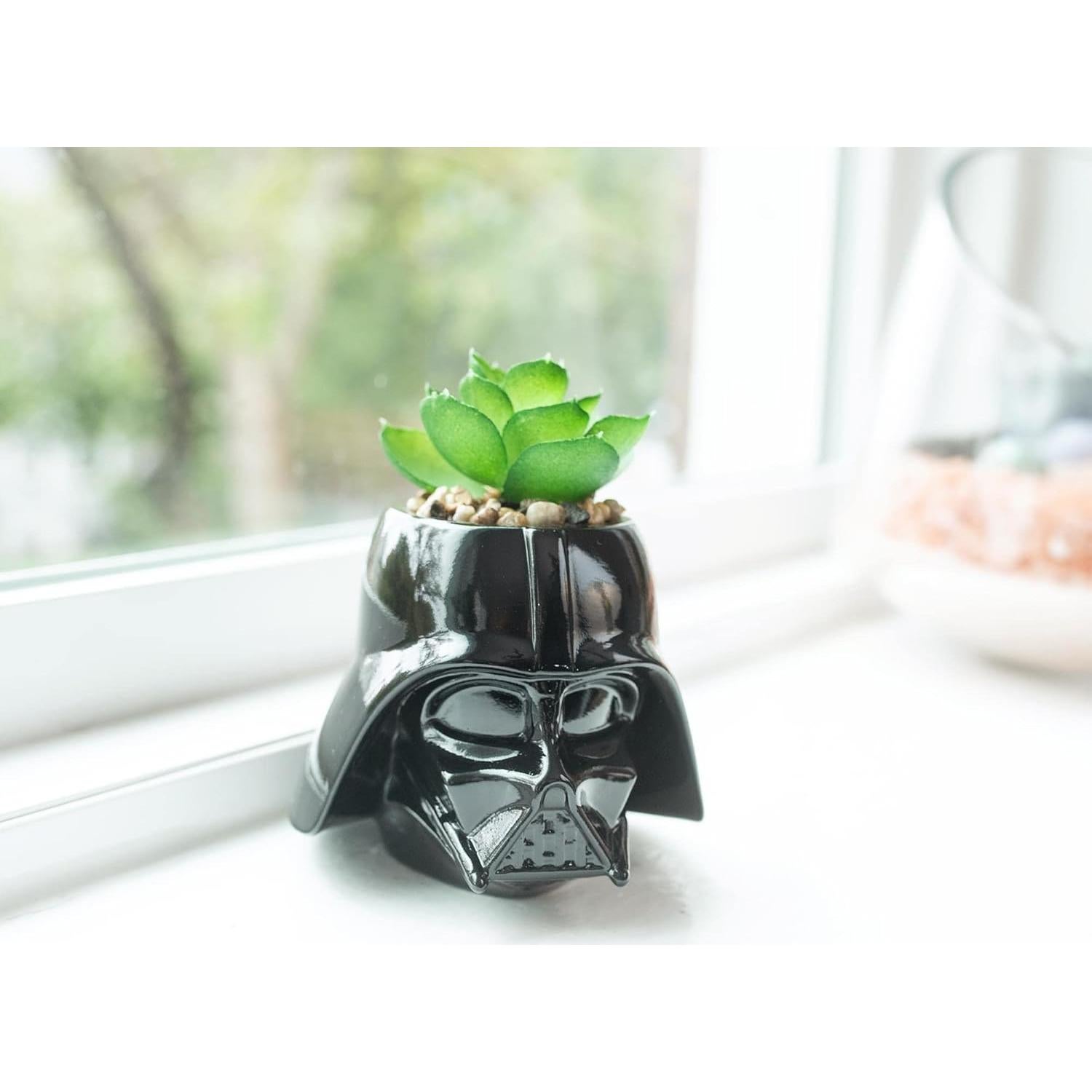 Maceta Mini Darth Vader Cerámica 7.6 cm con Suculenta