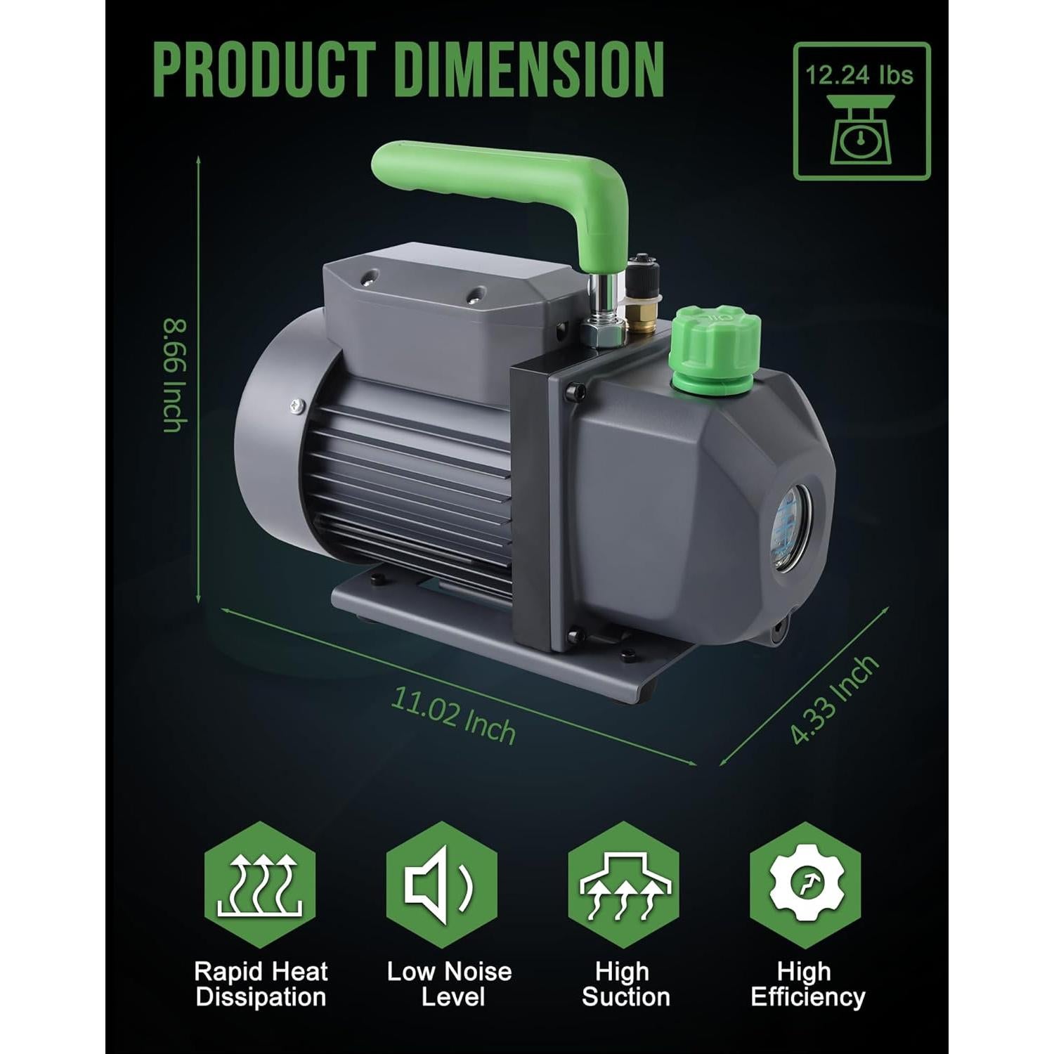 Bomba de Vacío Lichamp 3.5 CFM 1/4 HP para HVAC