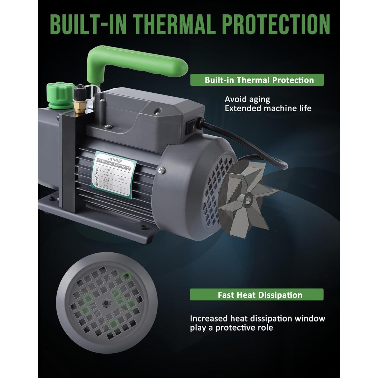 Bomba de Vacío Lichamp 3.5 CFM 1/4 HP para HVAC