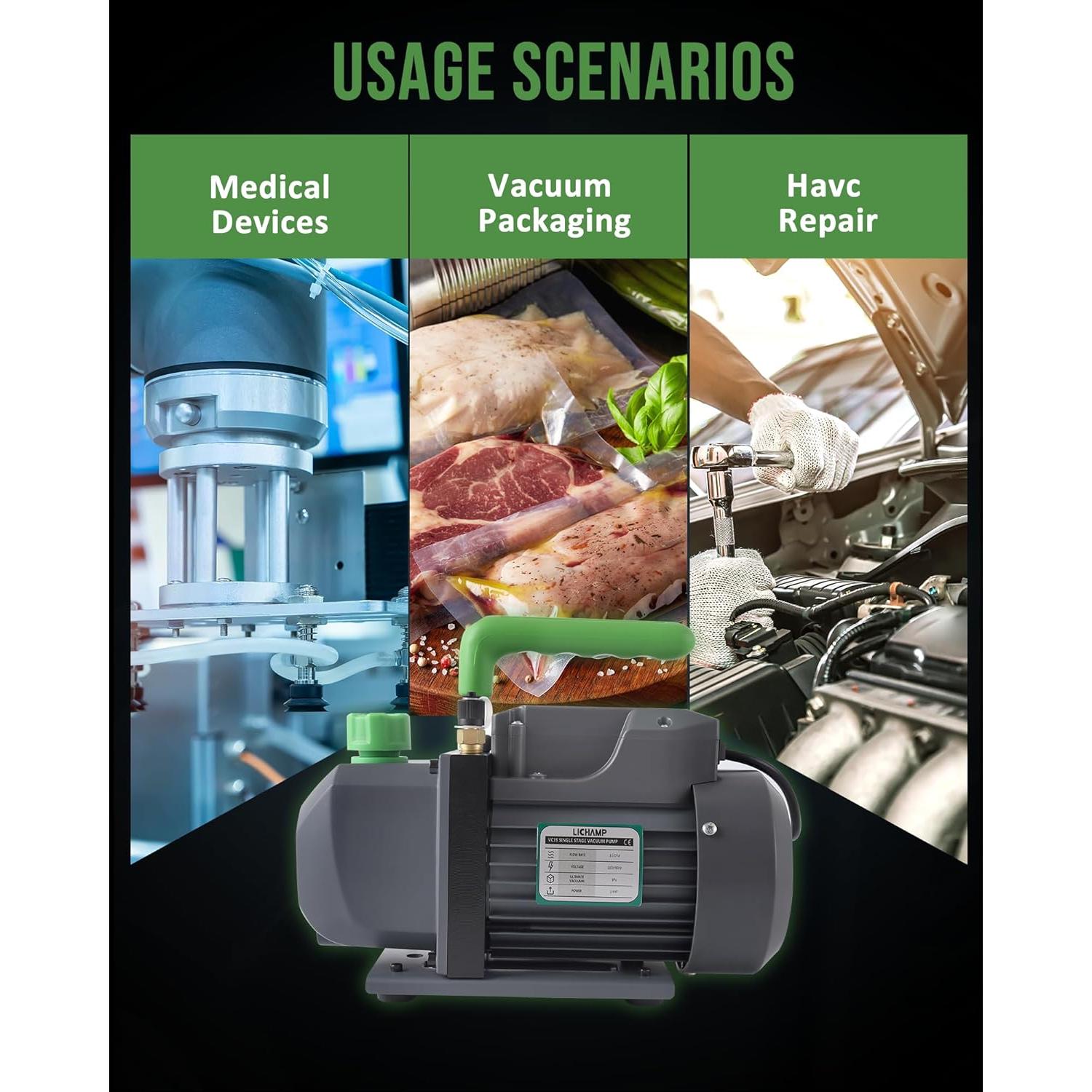 Bomba de Vacío Lichamp 3.5 CFM 1/4 HP para HVAC