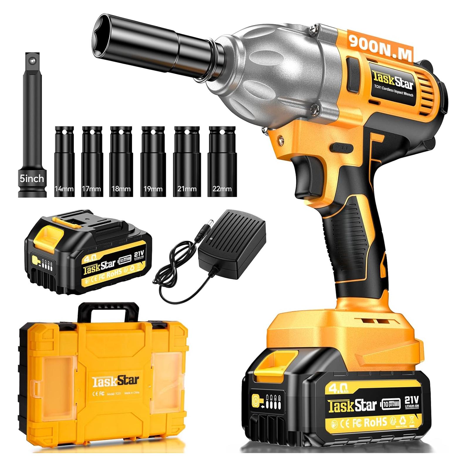 Llave de impacto inalámbrica TaskStar 900N.m 21V 3300RPM