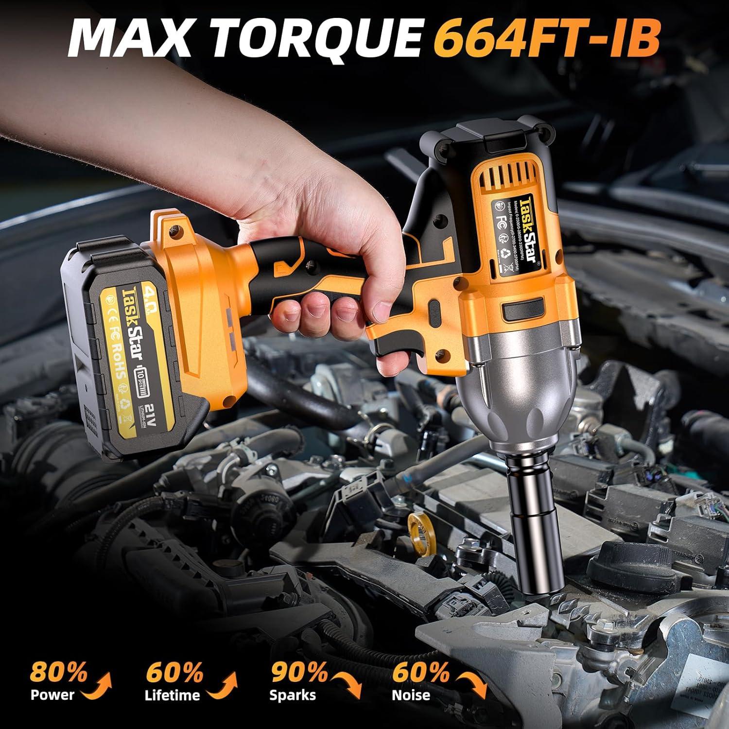 Llave de impacto inalámbrica TaskStar 900N.m 21V 3300RPM