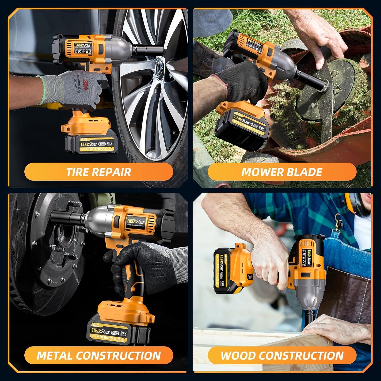 Llave de impacto inalámbrica TaskStar 900N.m 21V 3300RPM