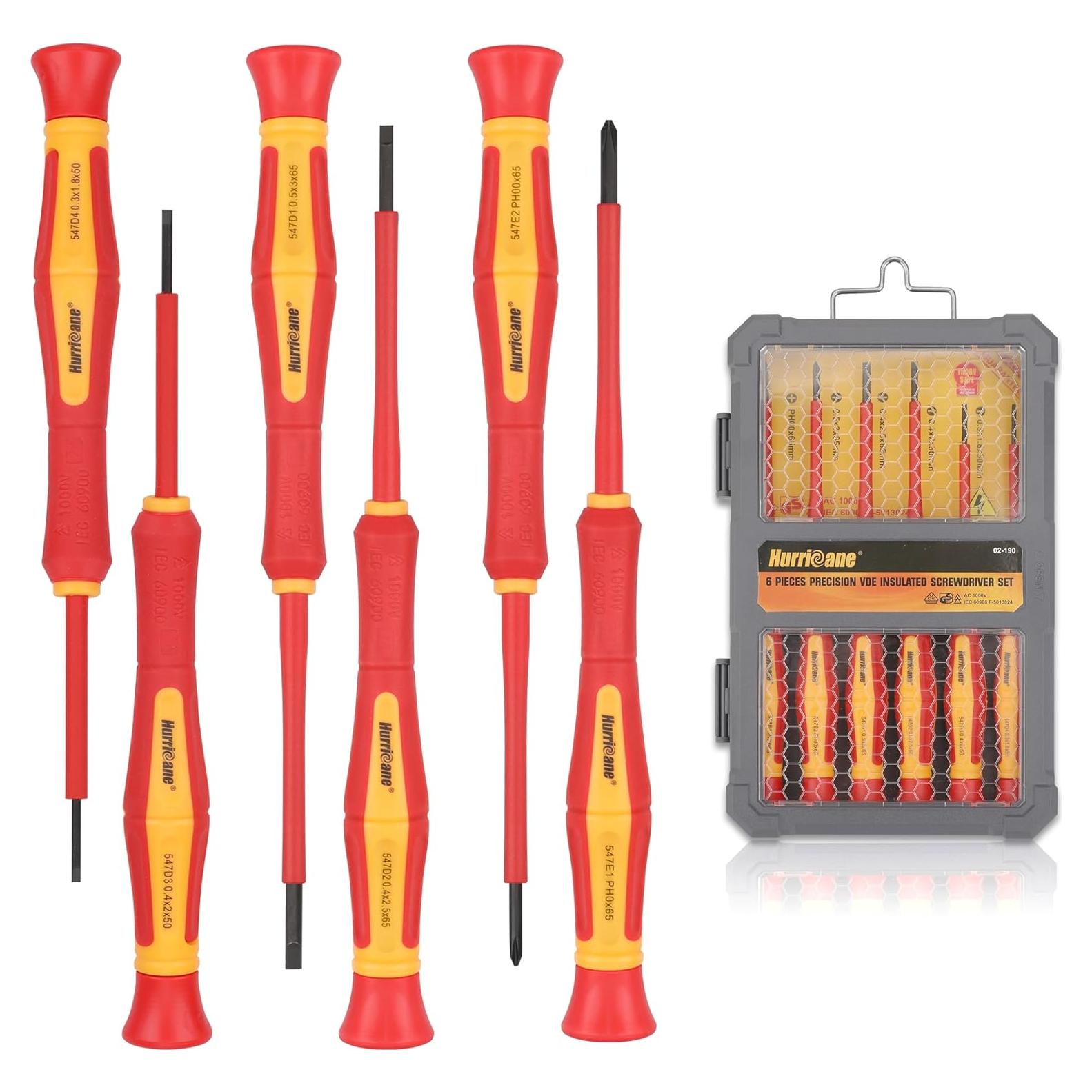 Juego de 6 Destornilladores Aislados HURRICANE 1000V Precisión