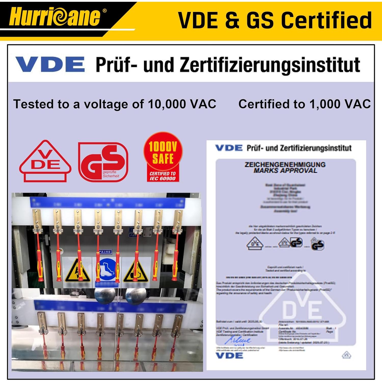 Juego de 6 Destornilladores Aislados HURRICANE 1000V Precisión