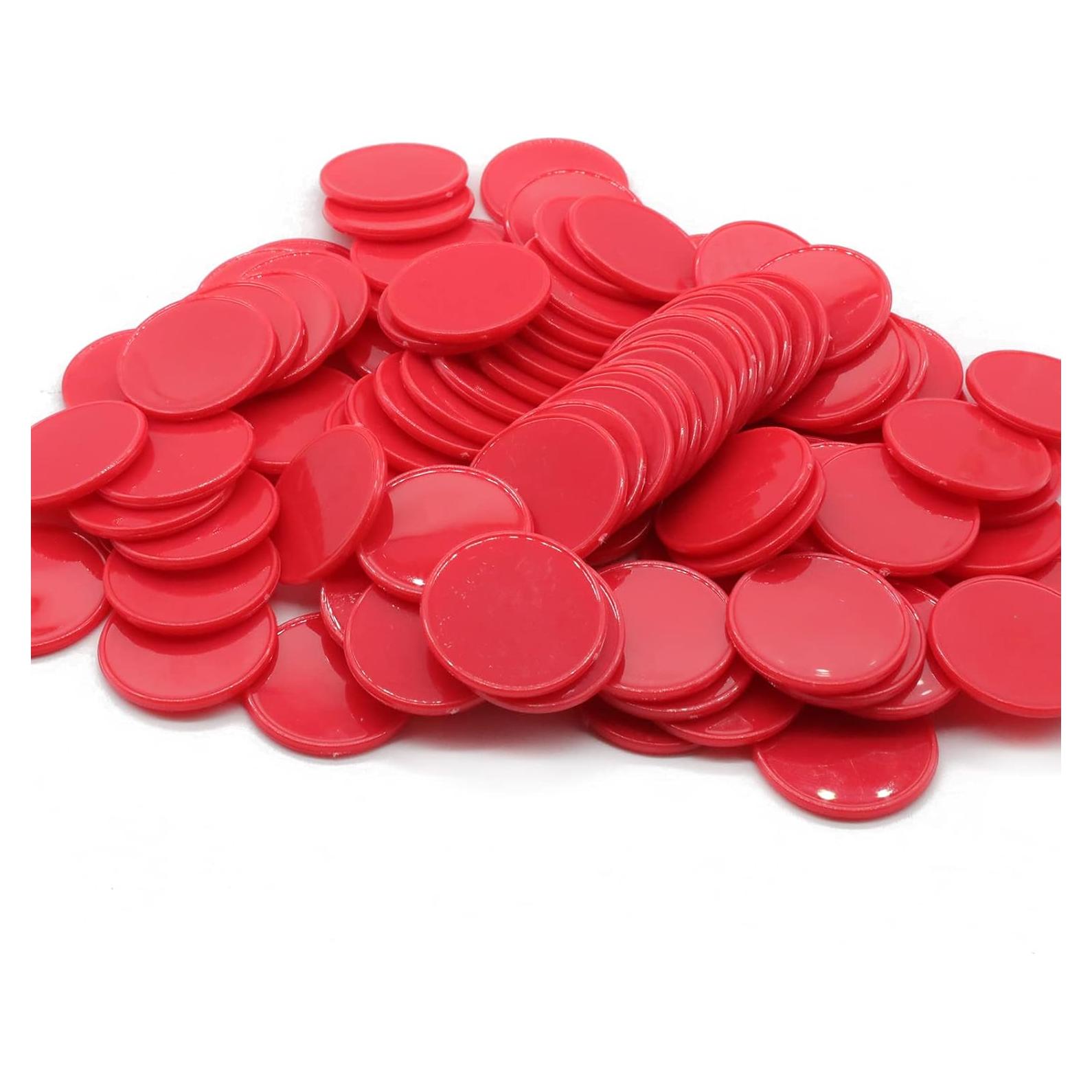 Juego de 100 Fichas de Plástico Rojo para Aprendizaje 25 mm