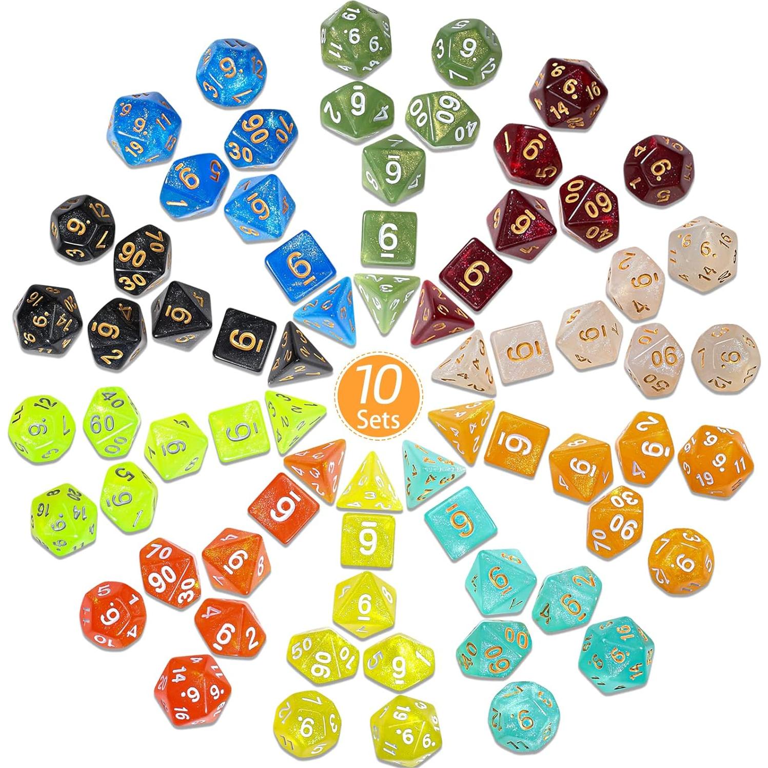 Conjunto de Dados CiaraQ DND 70 pcs Poliedricos para RPG
