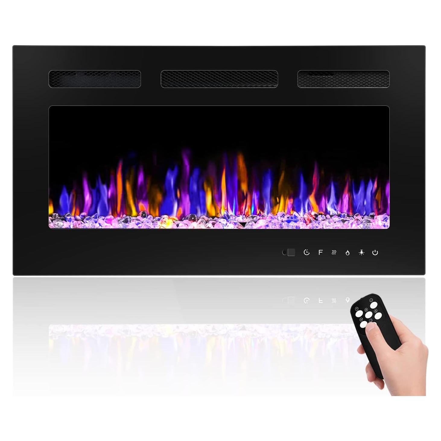 Chimenea Eléctrica Montada en Pared BETELNUT 76.2 cm 750/1500W