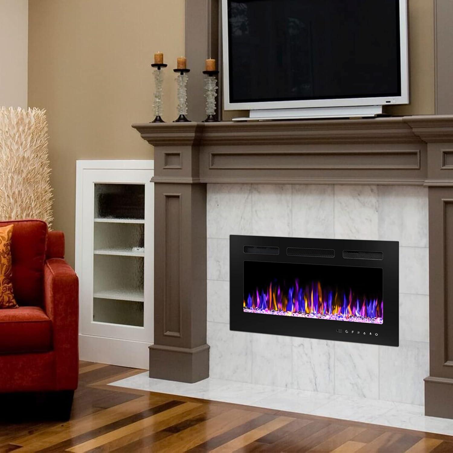 Chimenea Eléctrica Montada en Pared BETELNUT 76.2 cm 750/1500W