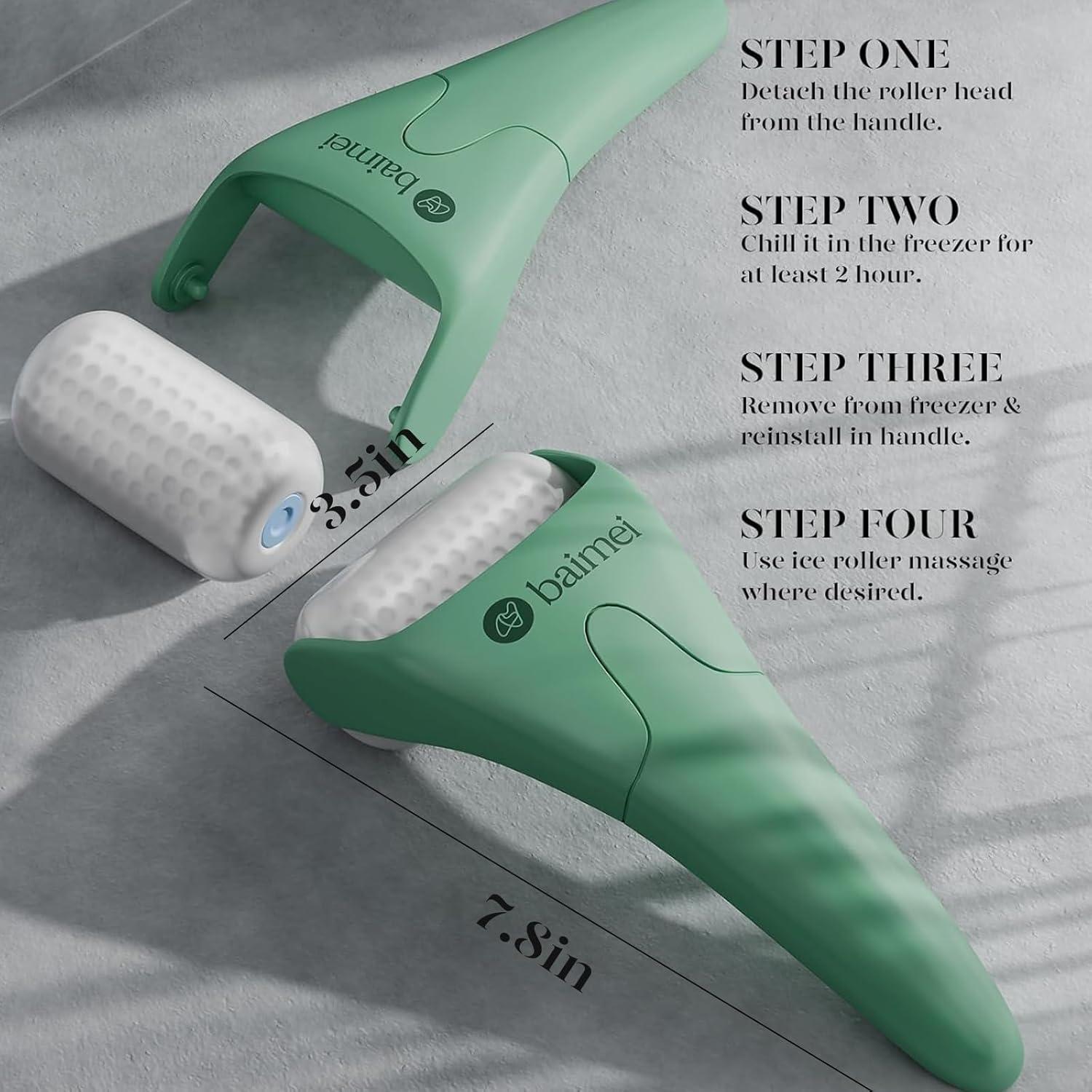 Rodillo de Hielo BAIMEI y Gua Sha Verde para Masaje Facial