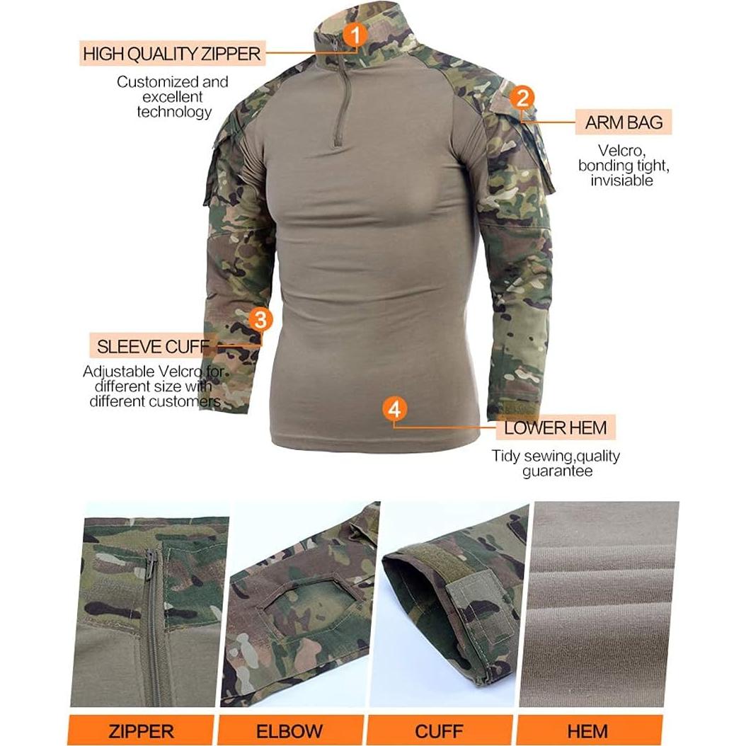 Conjunto Táctico LANBAOSI Camisa y Pantalones Hombre Negro XS