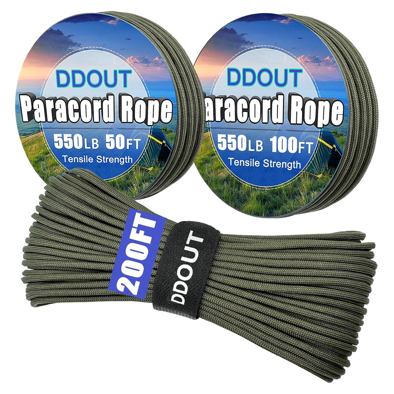 Cuerda Paracord 550 DDOUT 15m 4mm Verde Militar para Camping