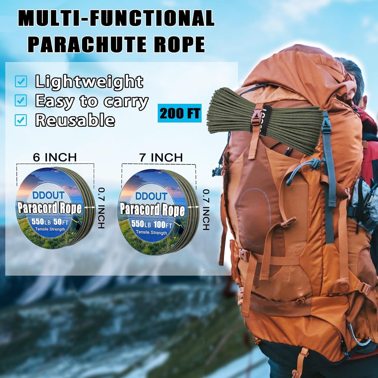 Cuerda Paracord 550 DDOUT 15m 4mm Verde Militar para Camping