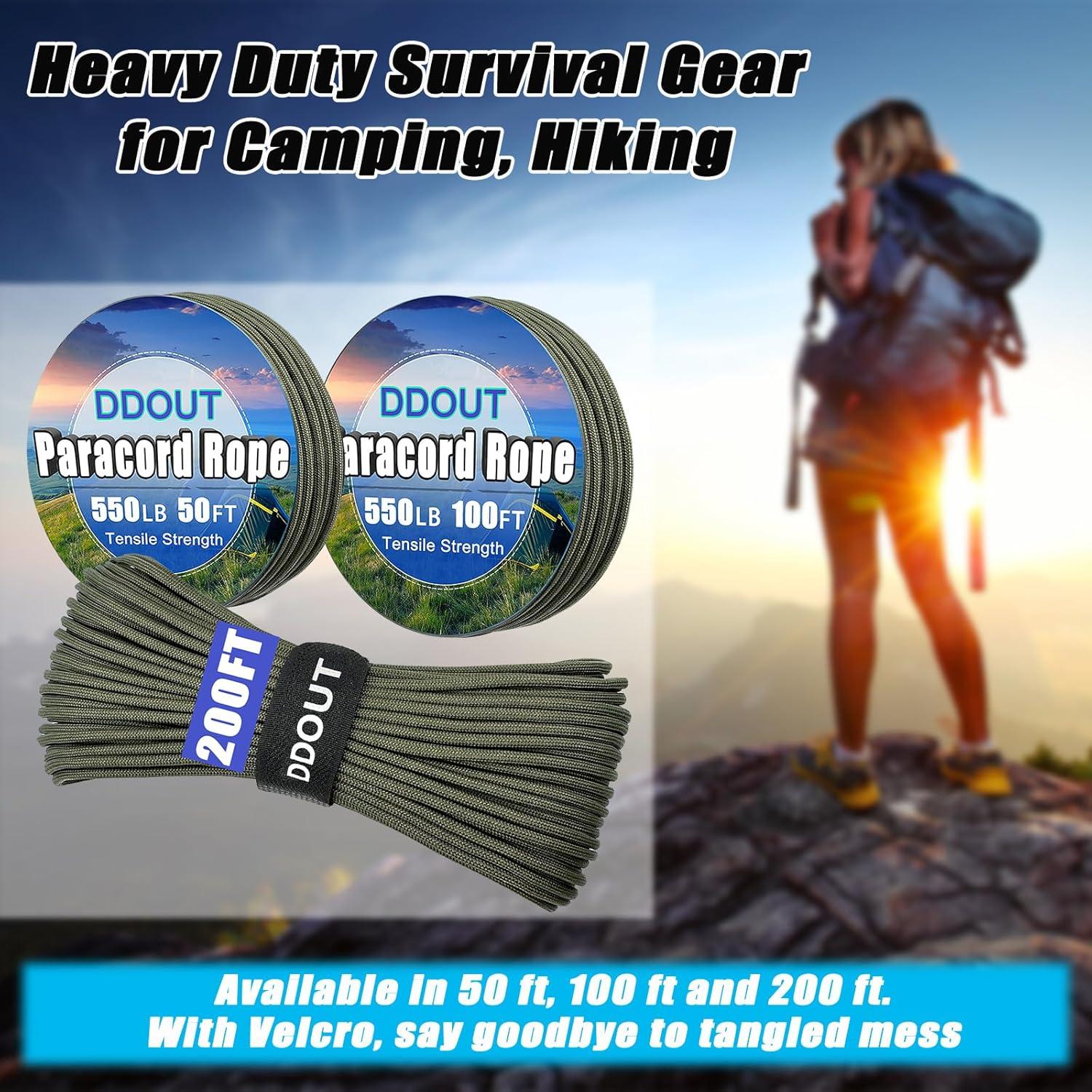 Cuerda Paracord 550 DDOUT 15m 4mm Verde Militar para Camping