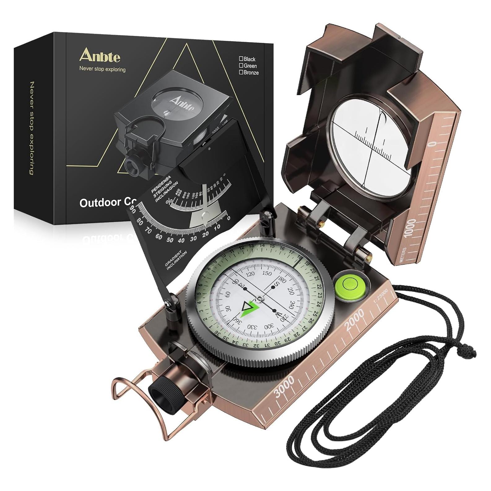 Brújula de Senderismo Anbte ABT024 Metal Impermeable con Clinómetro
