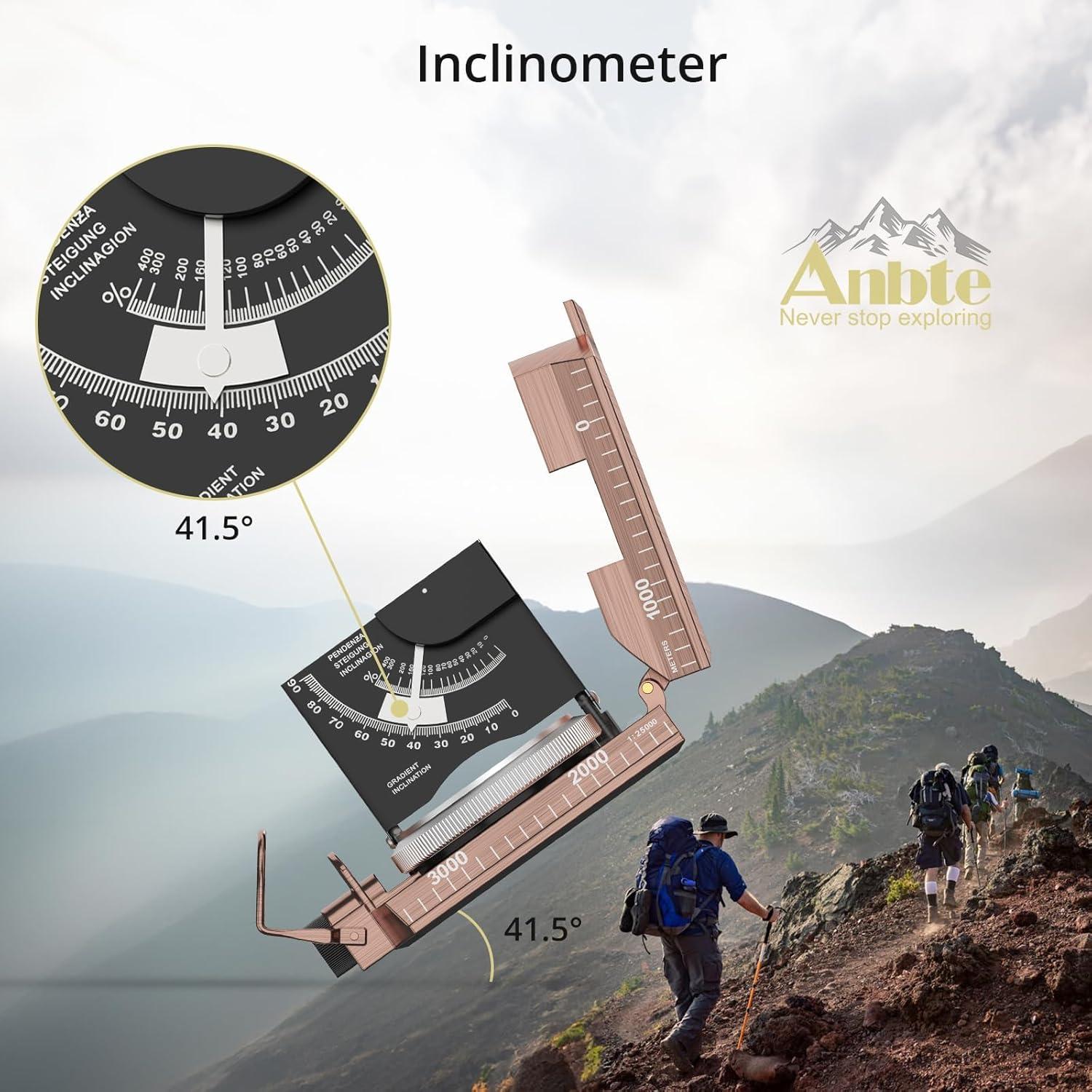 Brújula de Senderismo Anbte ABT024 Metal Impermeable con Clinómetro