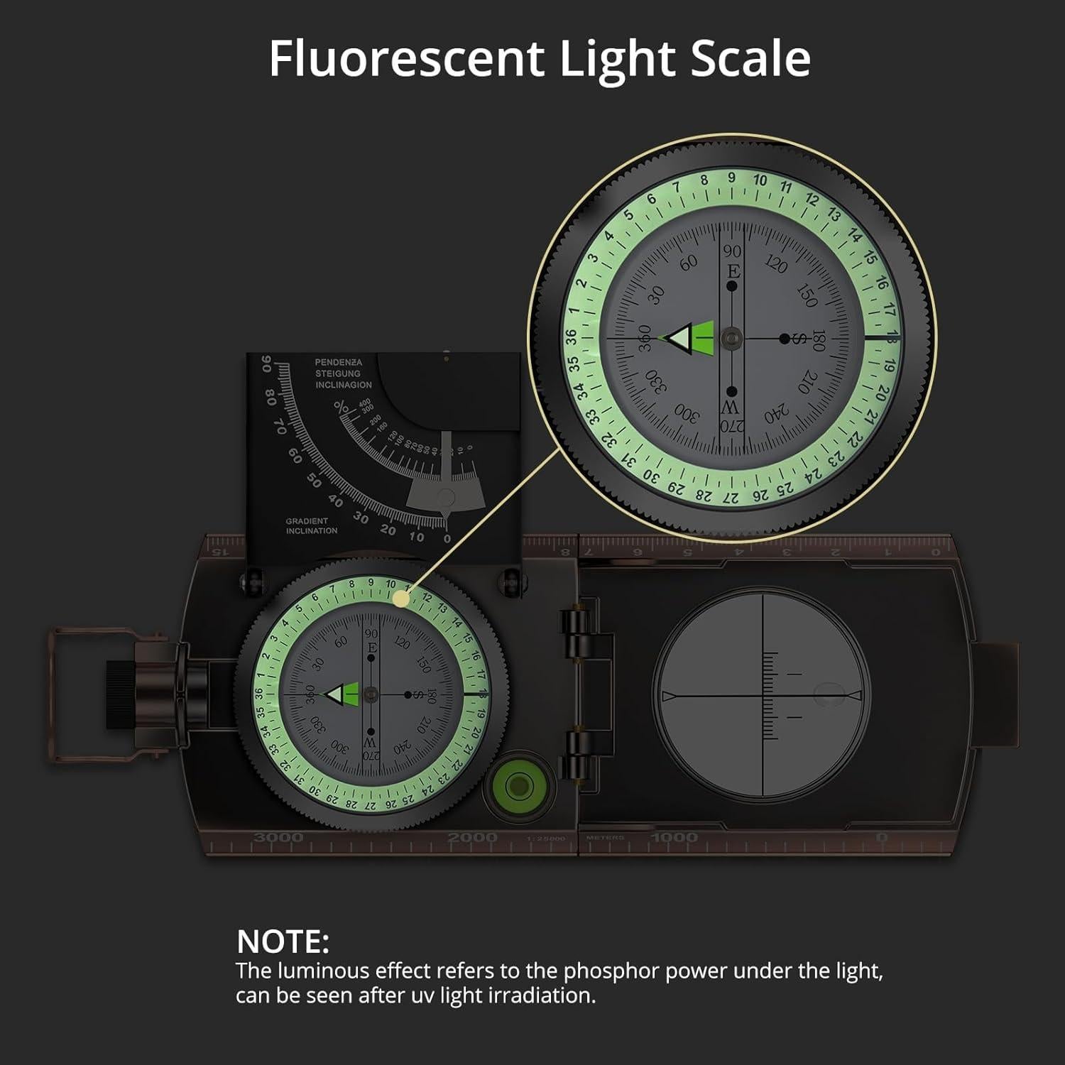 Brújula de Senderismo Anbte ABT024 Metal Impermeable con Clinómetro