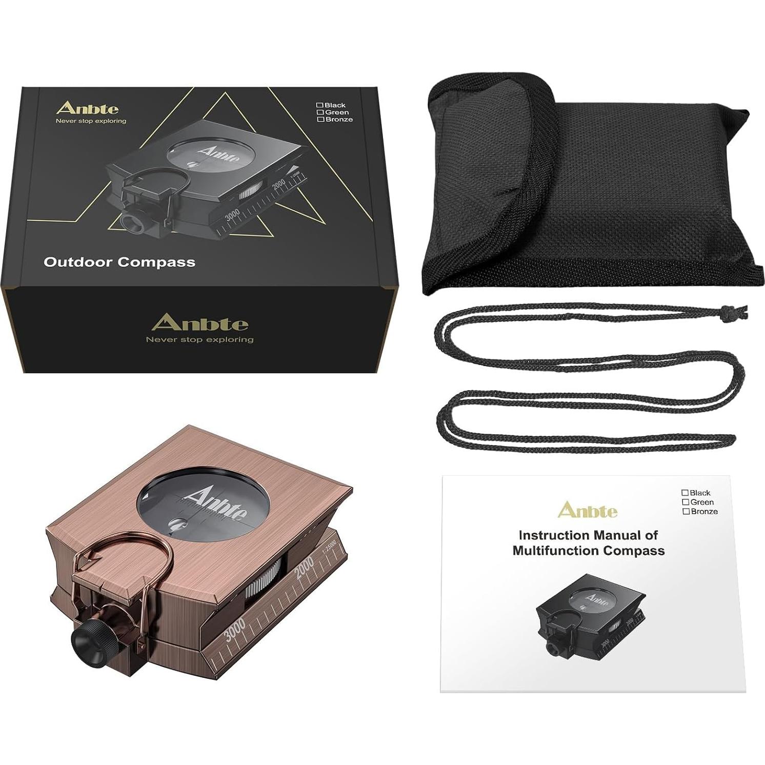 Brújula de Senderismo Anbte ABT024 Metal Impermeable con Clinómetro