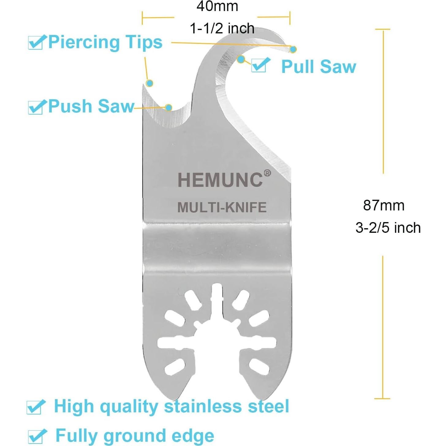 3 Hojas de Sierra Oscilante HEMUNC para Cortar Tejas y PVC